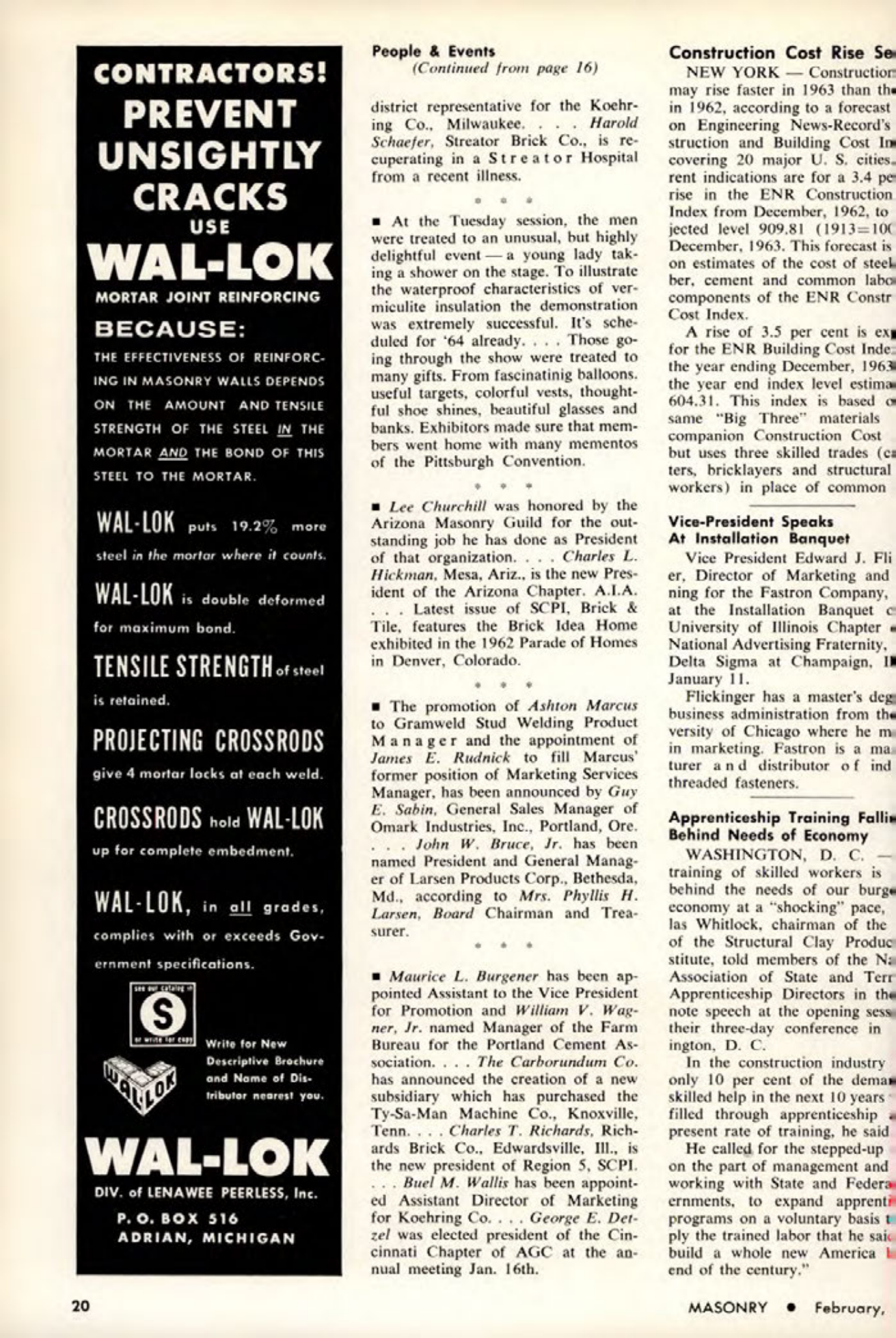 Masonry Magazine February 1963 Page. 20