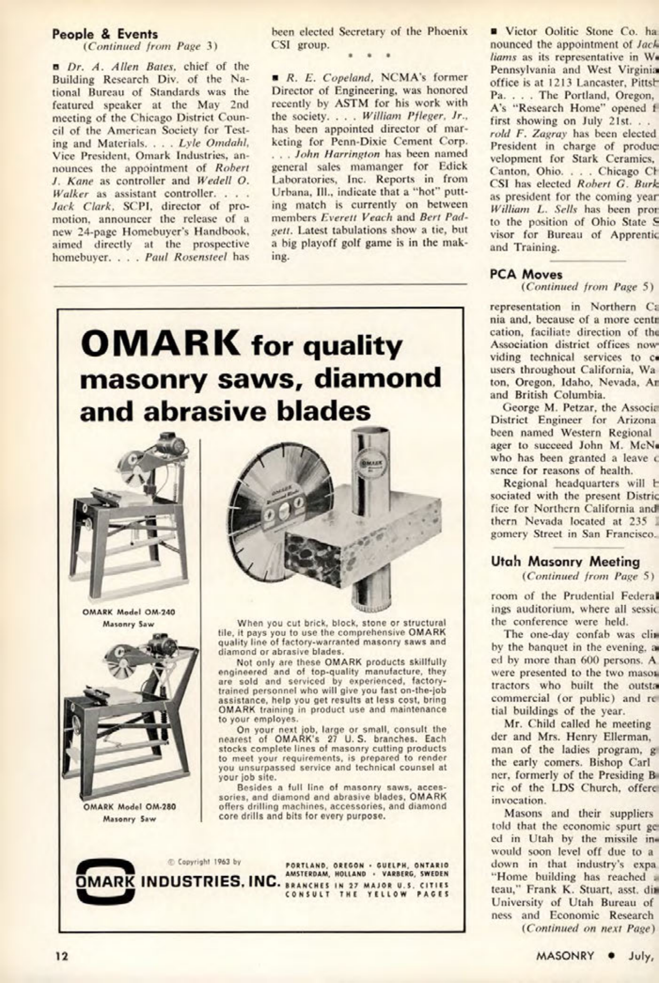 Masonry Magazine July 1963 Page. 12