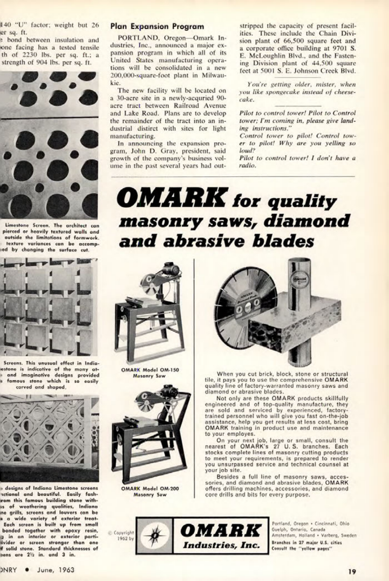Masonry Magazine June 1963 Page. 19