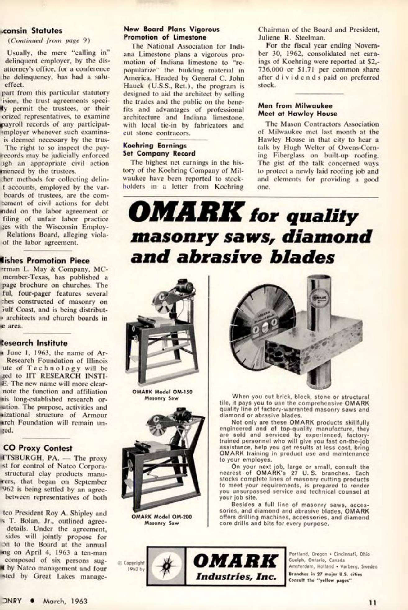 Masonry Magazine March 1963 Page. 11
