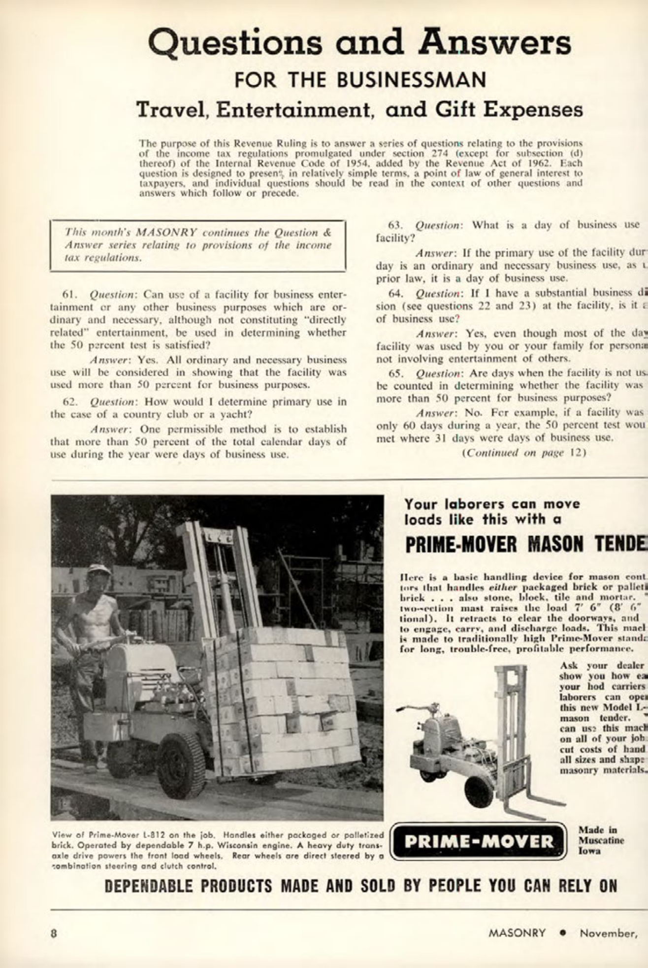 Masonry Magazine November 1963 Page. 8