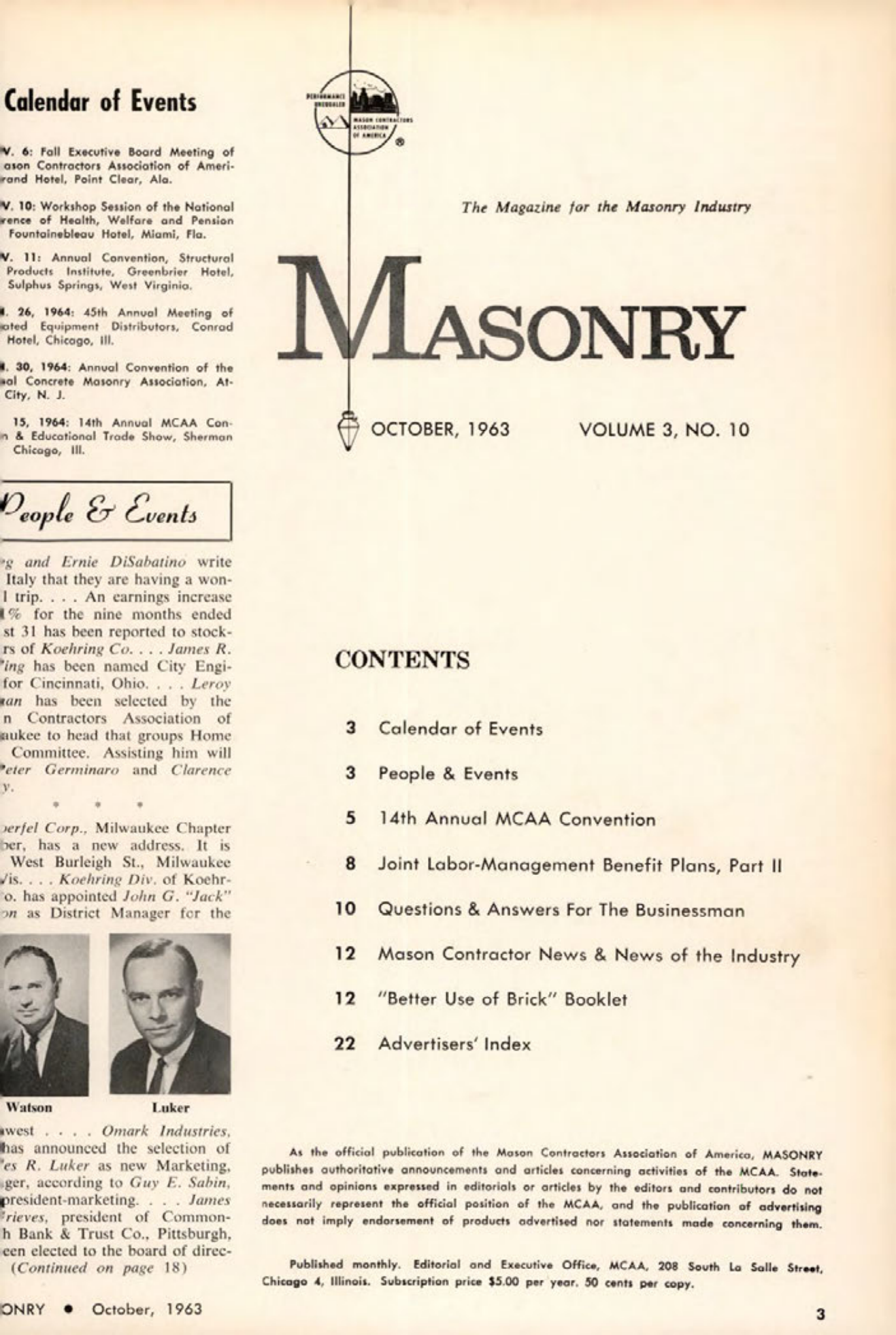 Masonry Magazine October 1963 Page. 3
