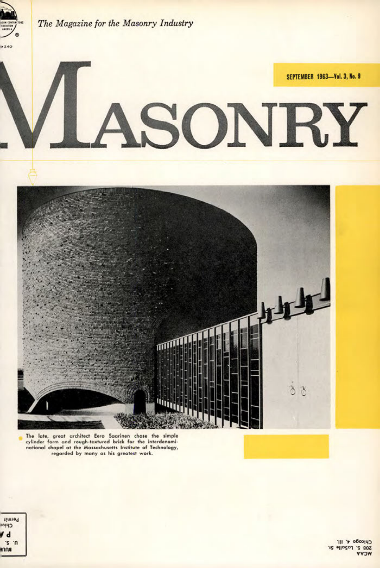 Masonry Magazine September 1963 Page. 1