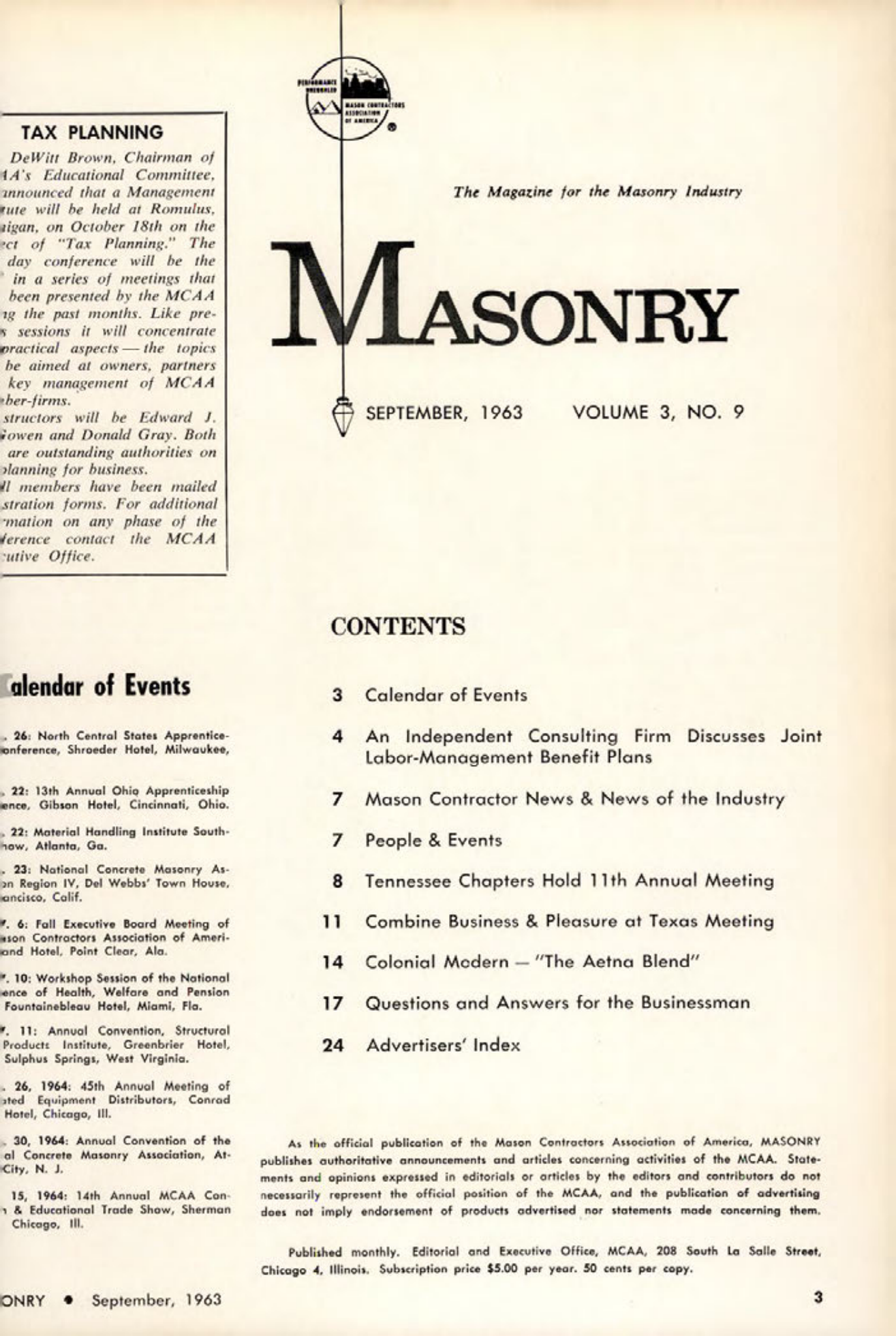 Masonry Magazine September 1963 Page. 3