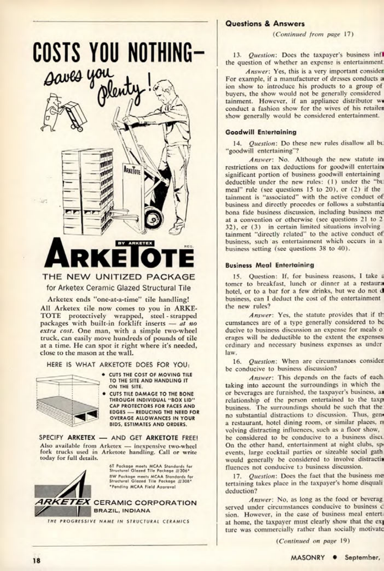Masonry Magazine September 1963 Page. 18