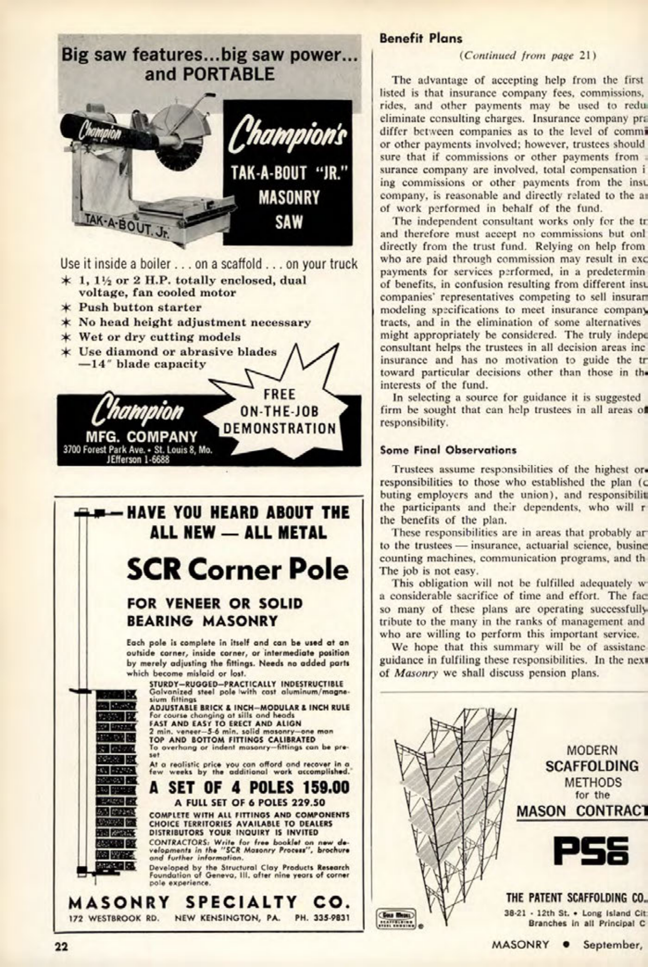 Masonry Magazine September 1963 Page. 22