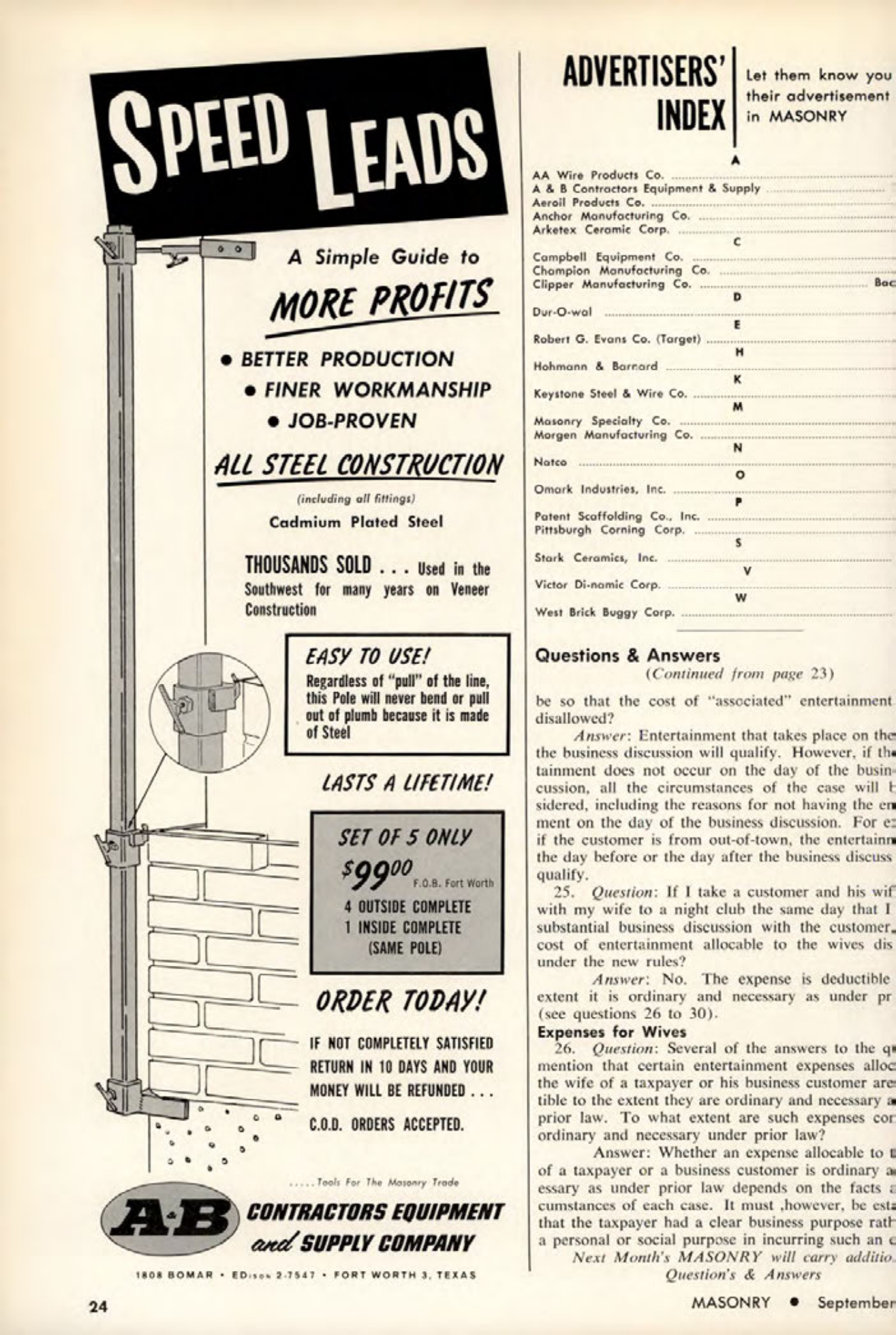 Masonry Magazine September 1963 Page. 24