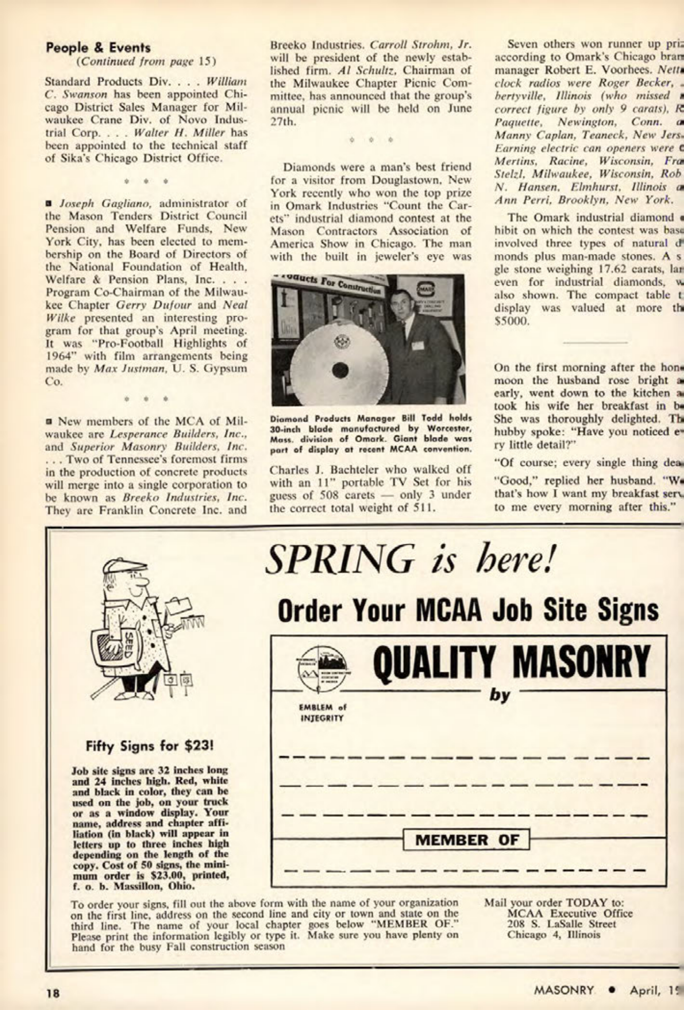 Masonry Magazine April 1964 Page. 18
