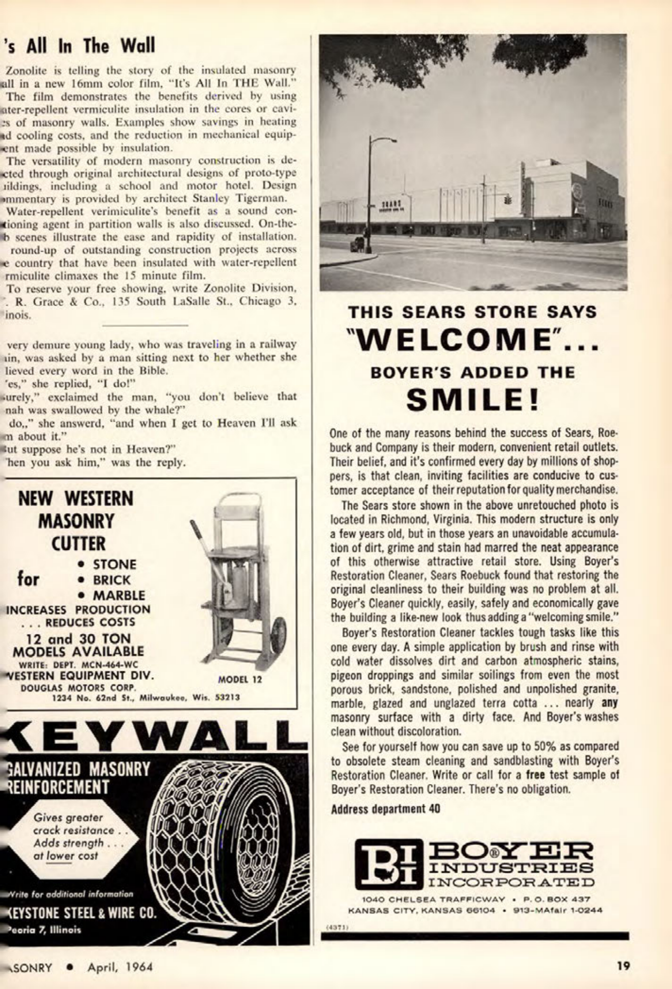 Masonry Magazine April 1964 Page. 19
