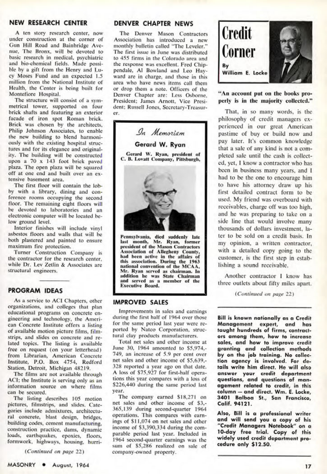 Masonry Magazine August 1964 Page. 17