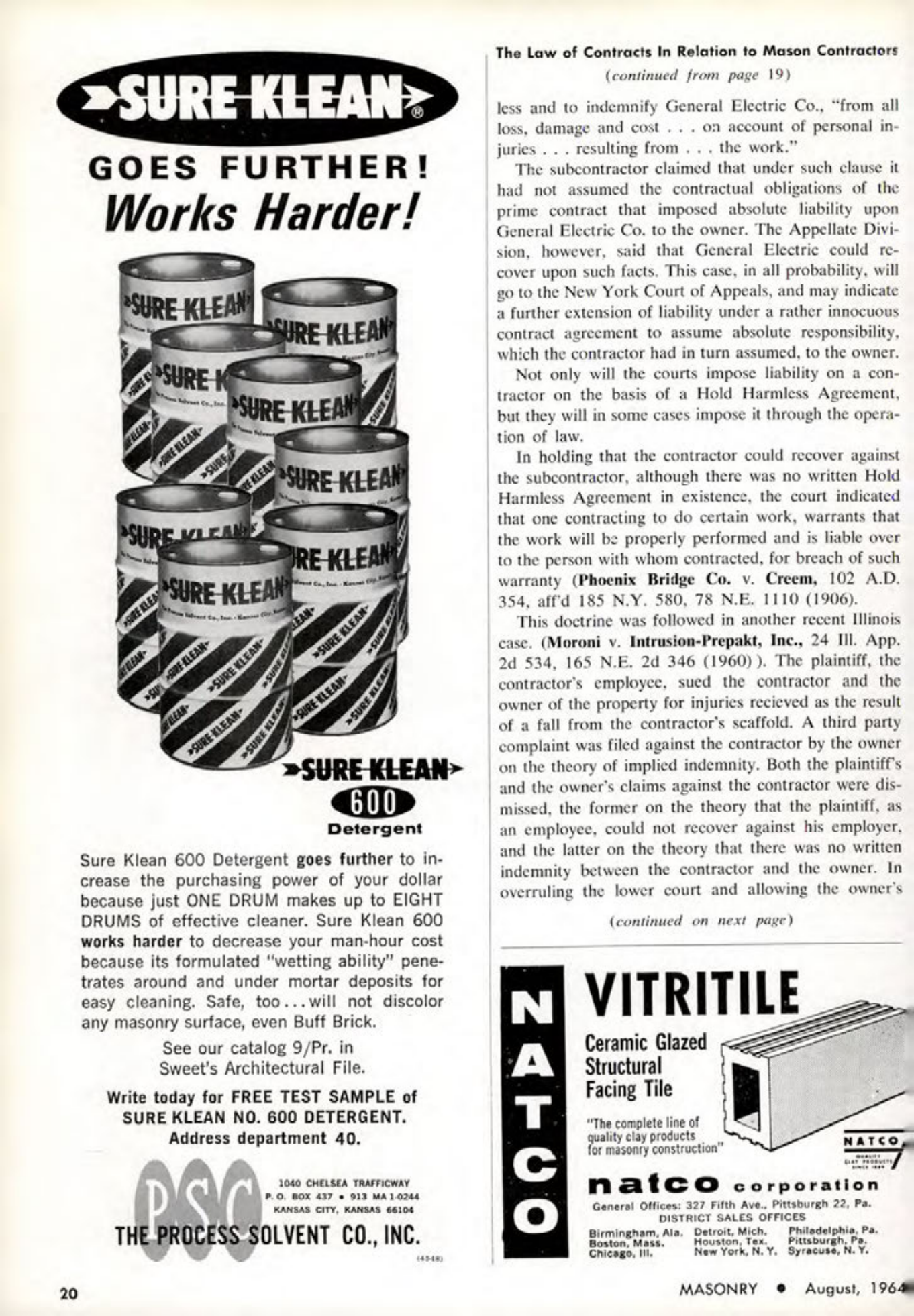 Masonry Magazine August 1964 Page. 20