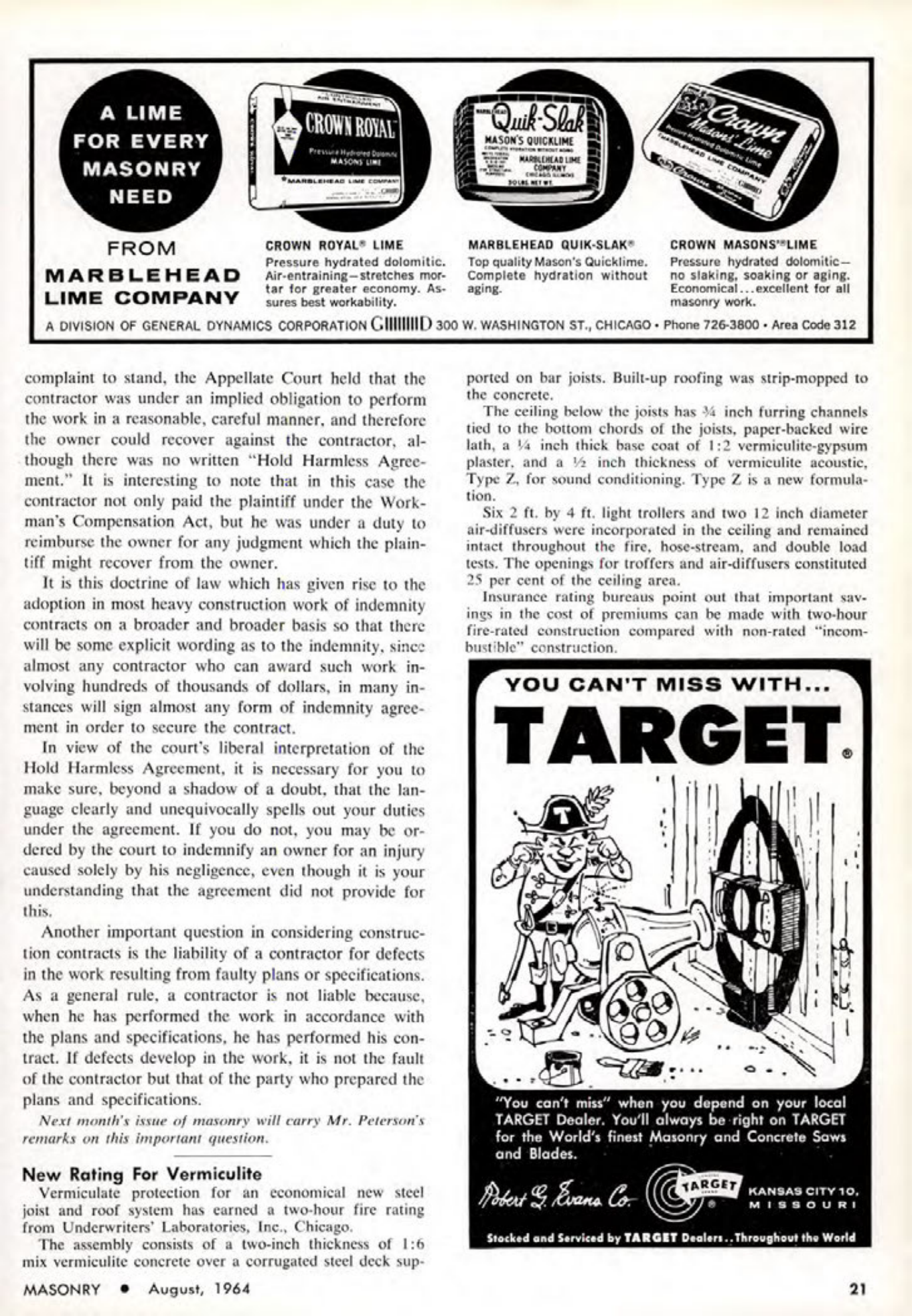 Masonry Magazine August 1964 Page. 21