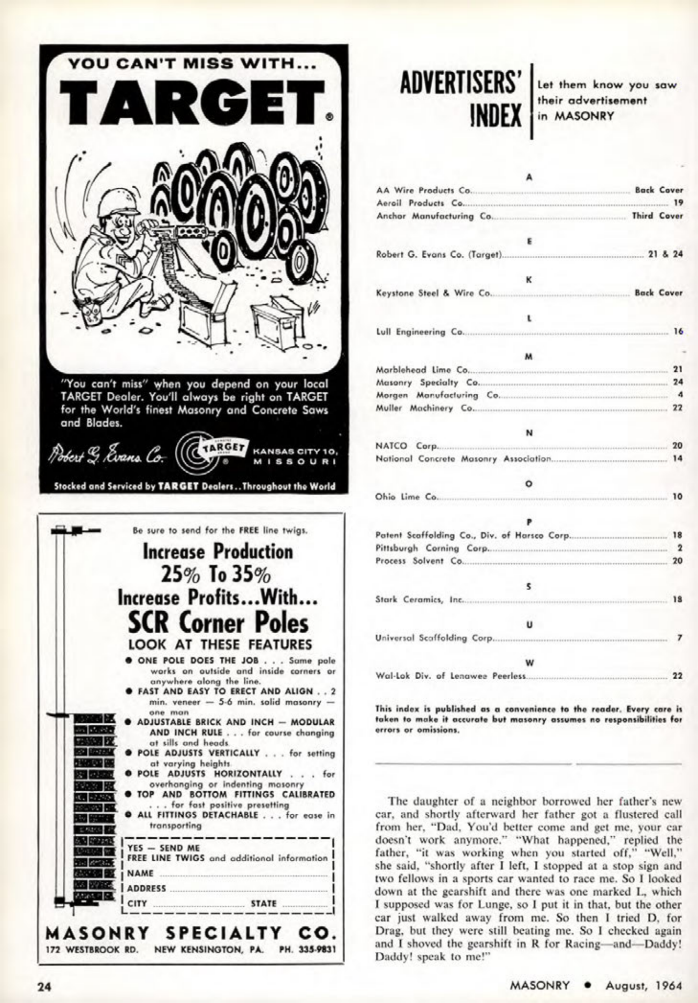 Masonry Magazine August 1964 Page. 24