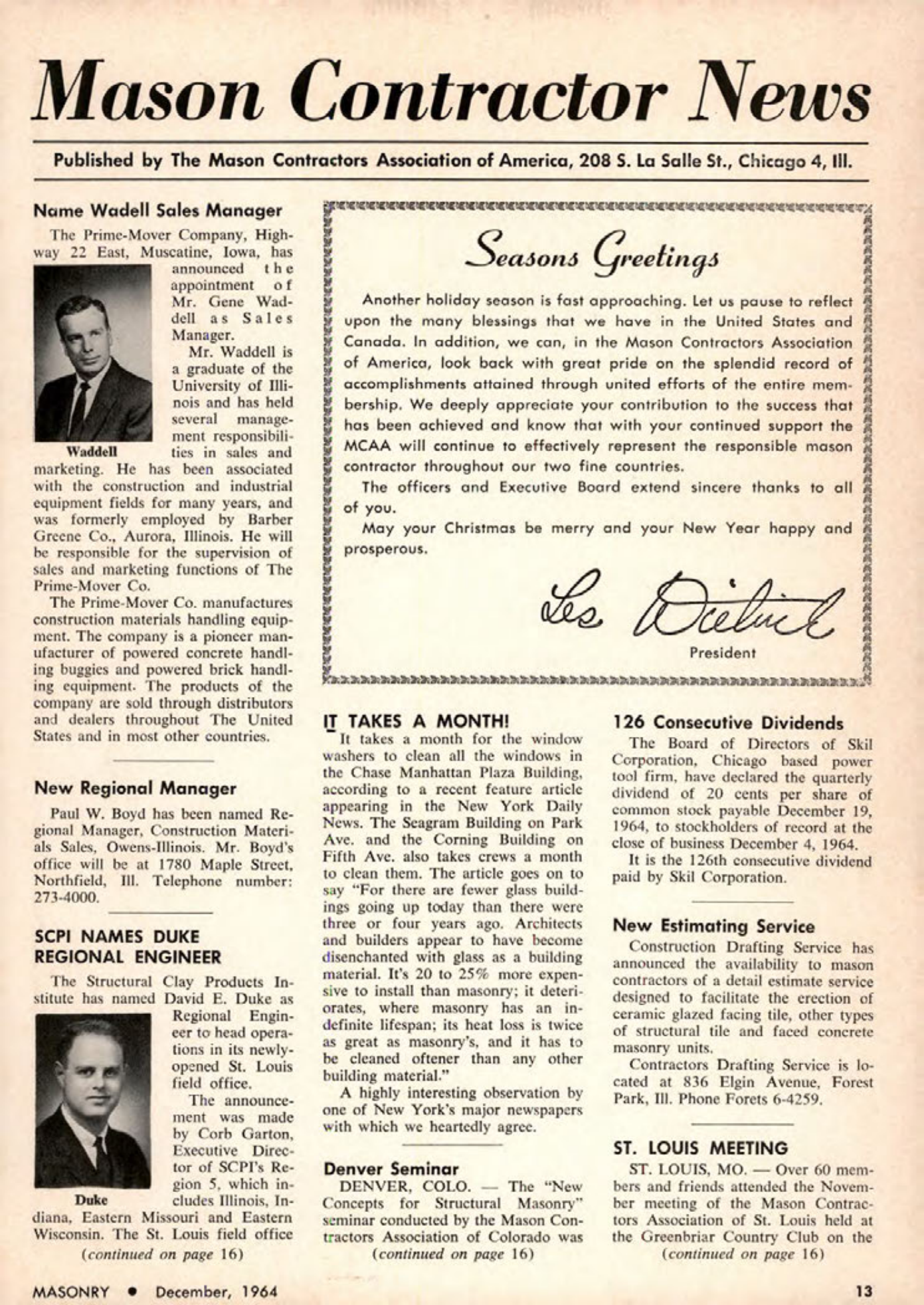 Masonry Magazine December 1964 Page. 13