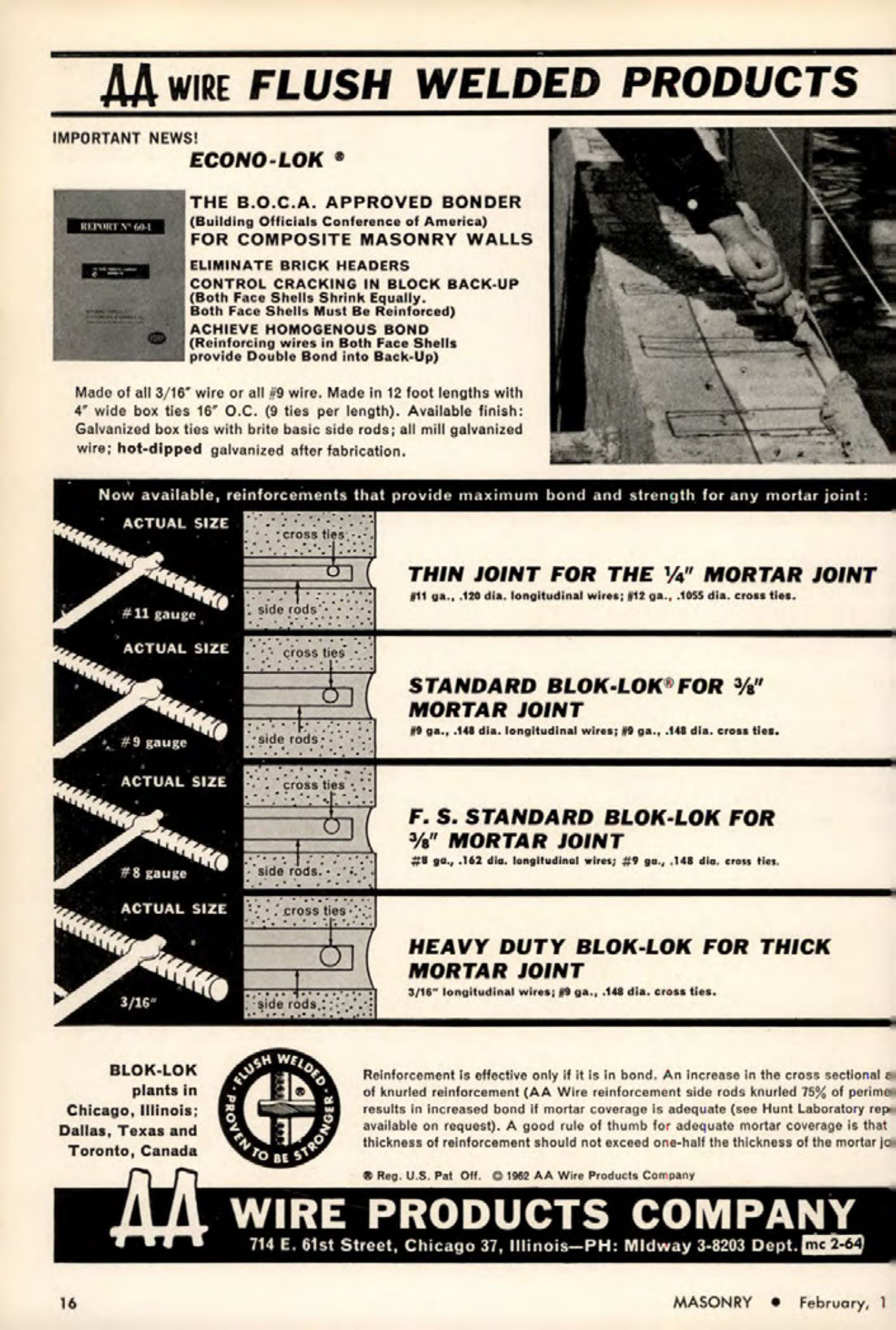 Masonry Magazine February 1964 Page. 16