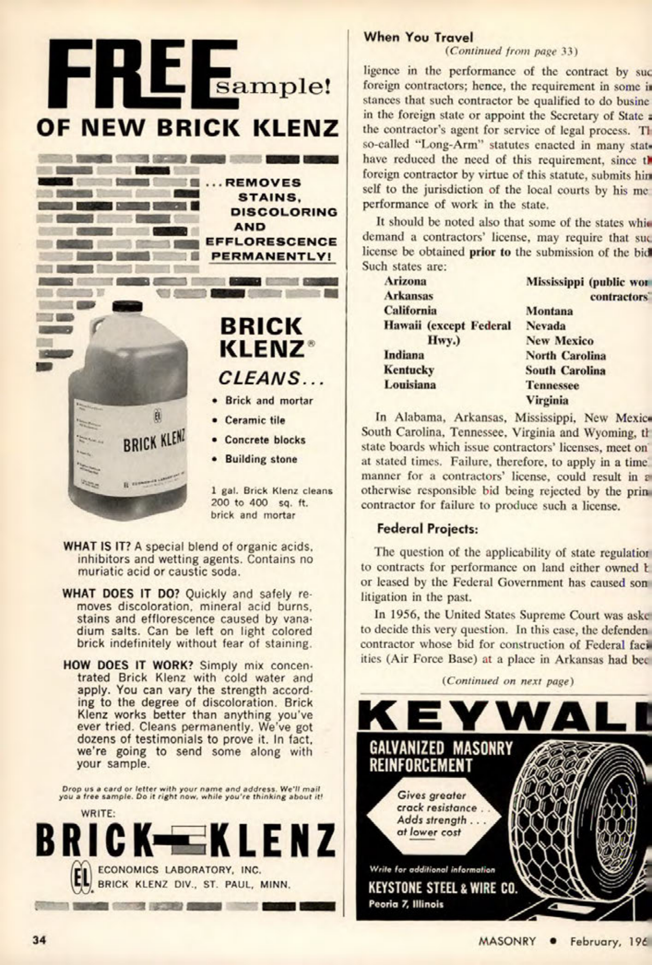 Masonry Magazine February 1964 Page. 36