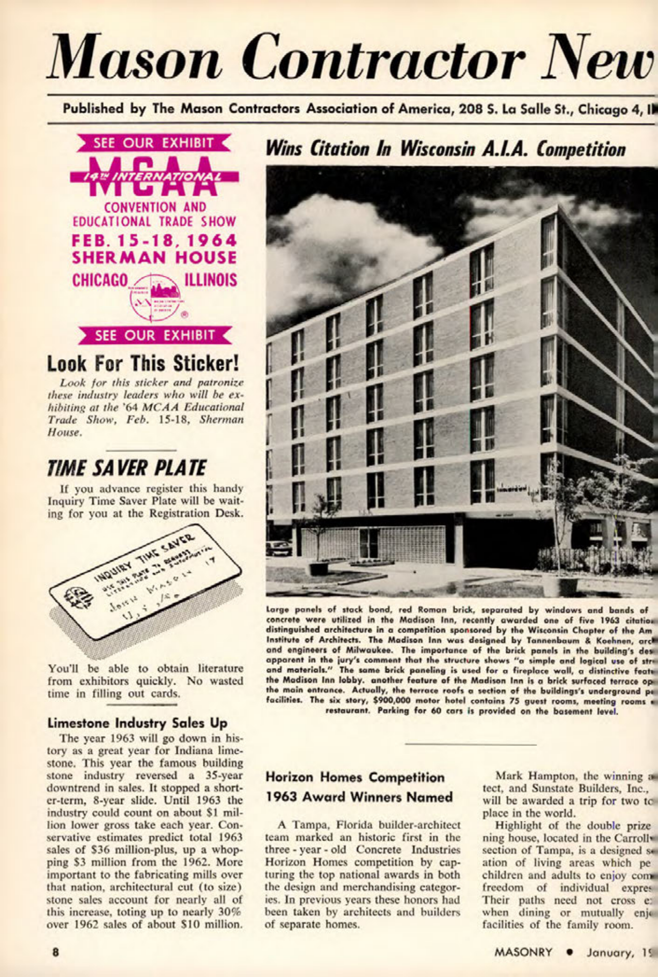 Masonry Magazine January 1964 Page. 8