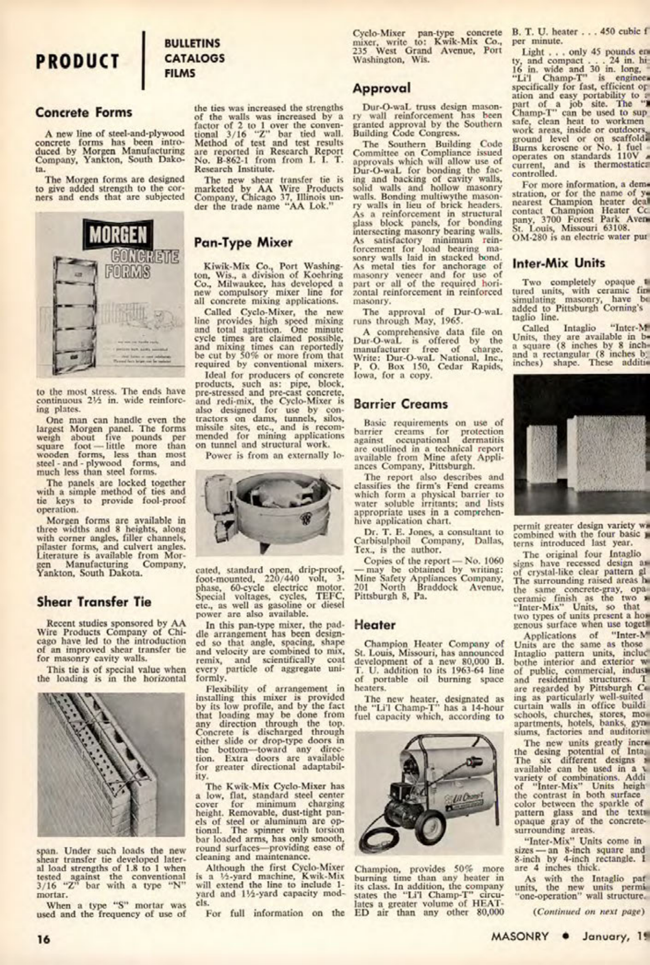 Masonry Magazine January 1964 Page. 16