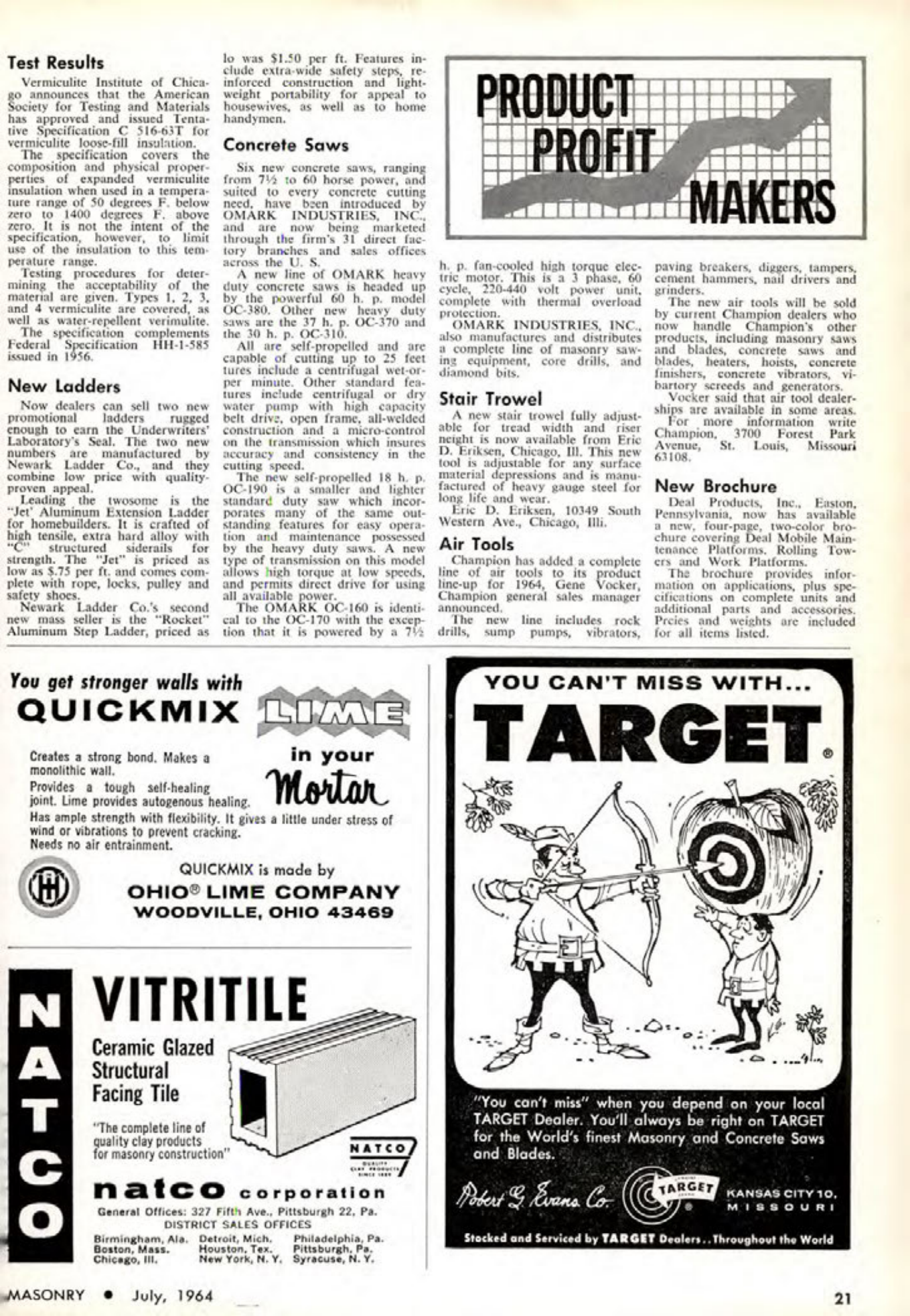 Masonry Magazine July 1964 Page. 21