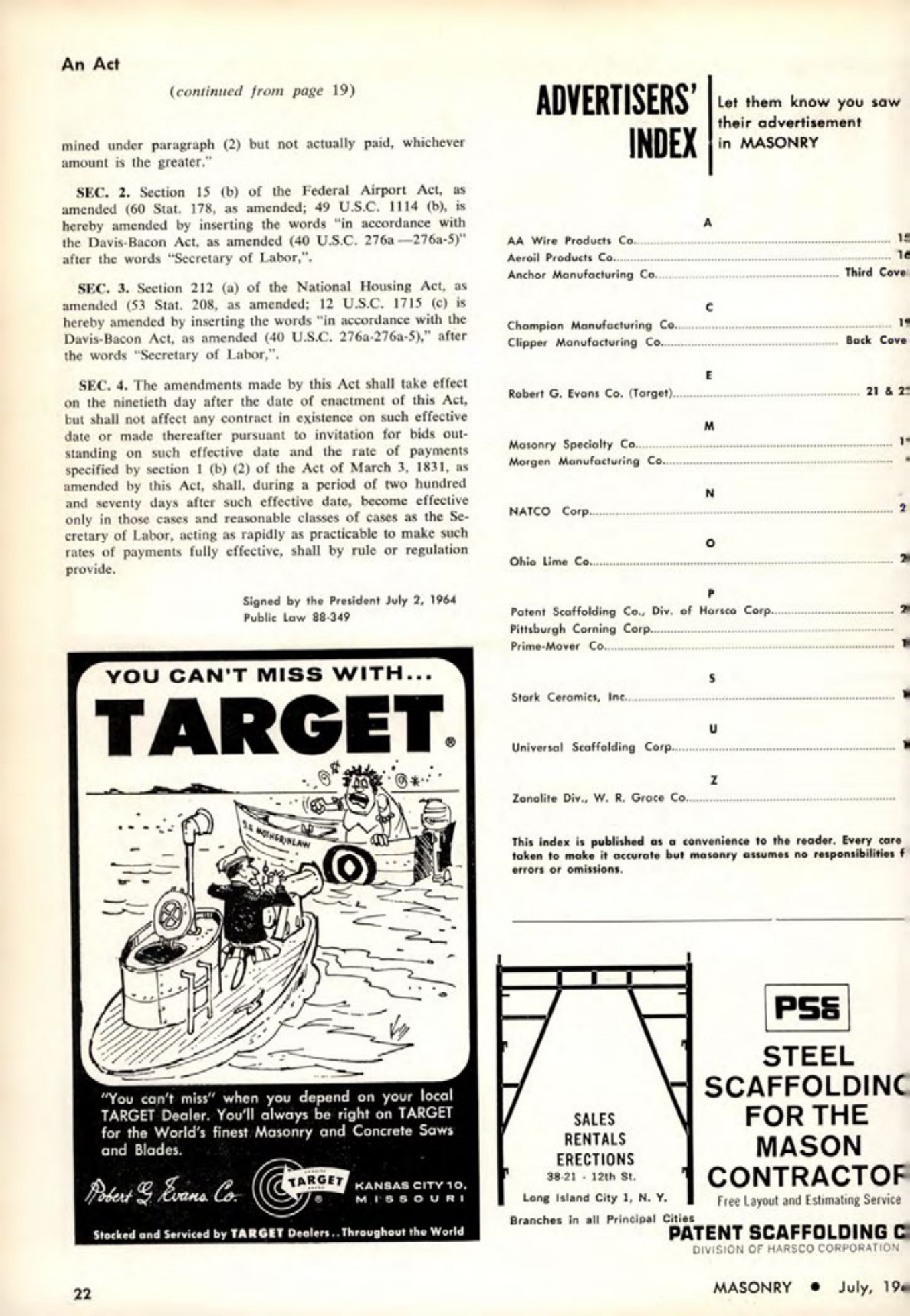 Masonry Magazine July 1964 Page. 22