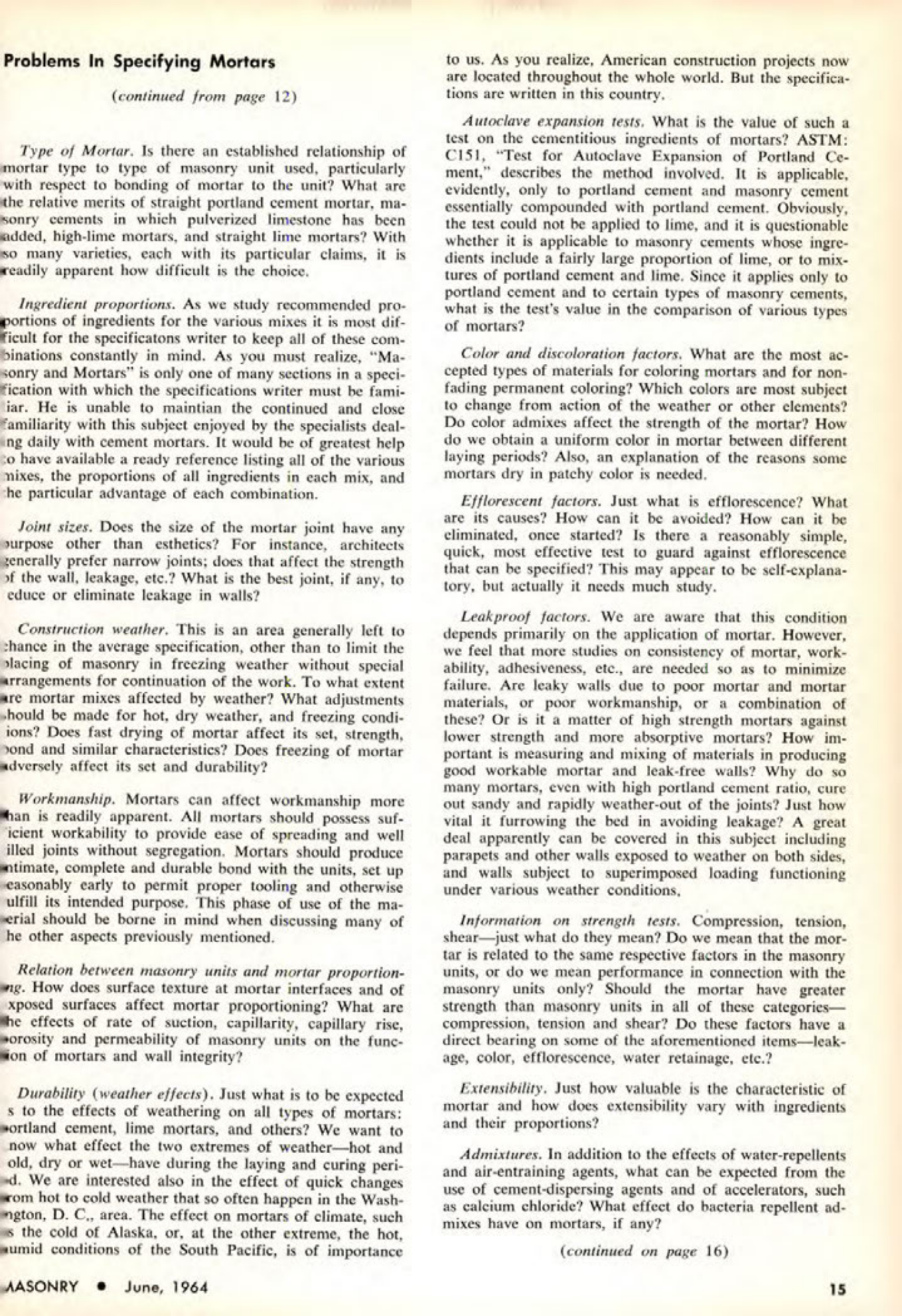 Masonry Magazine June 1964 Page. 15