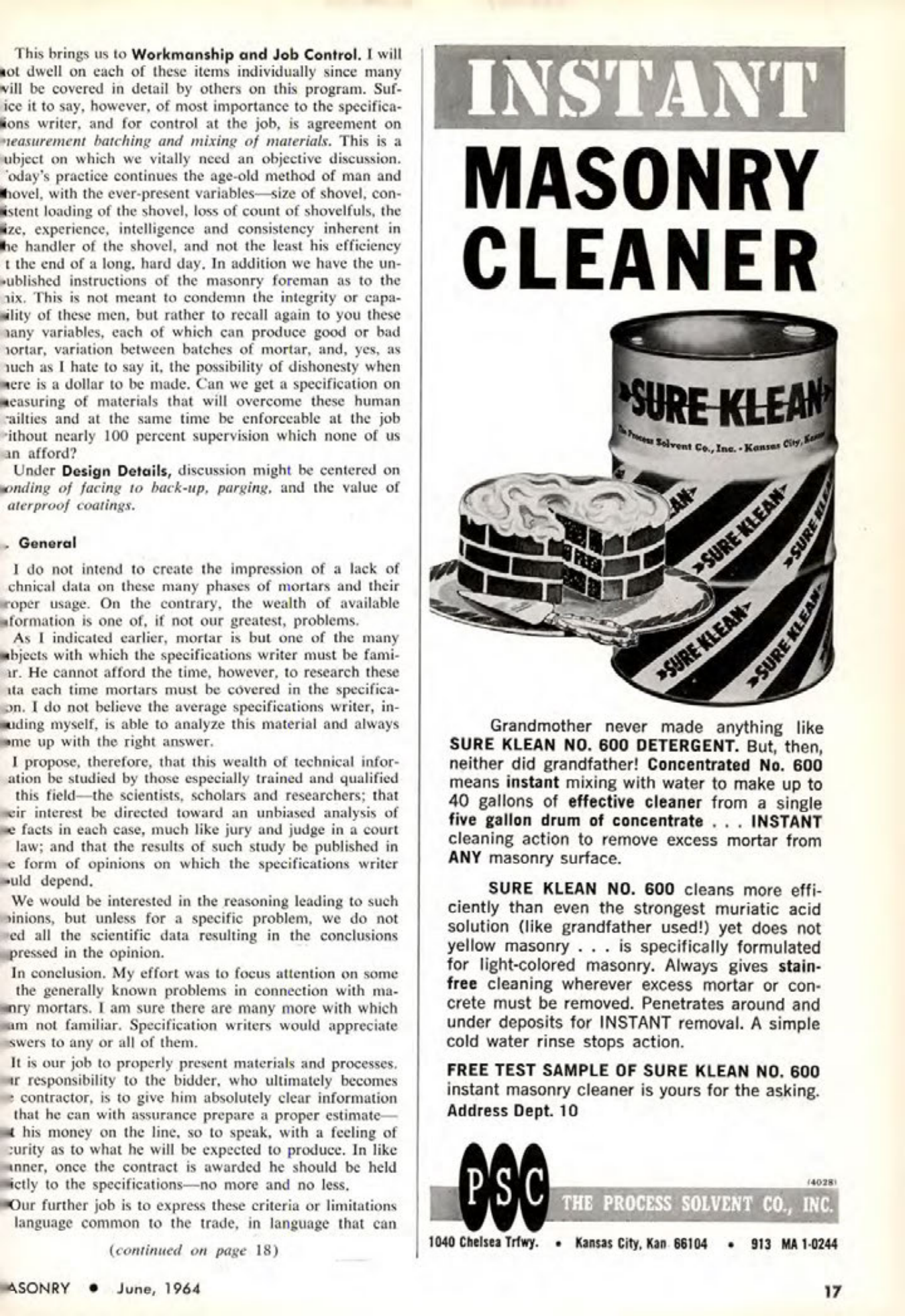 Masonry Magazine June 1964 Page. 17