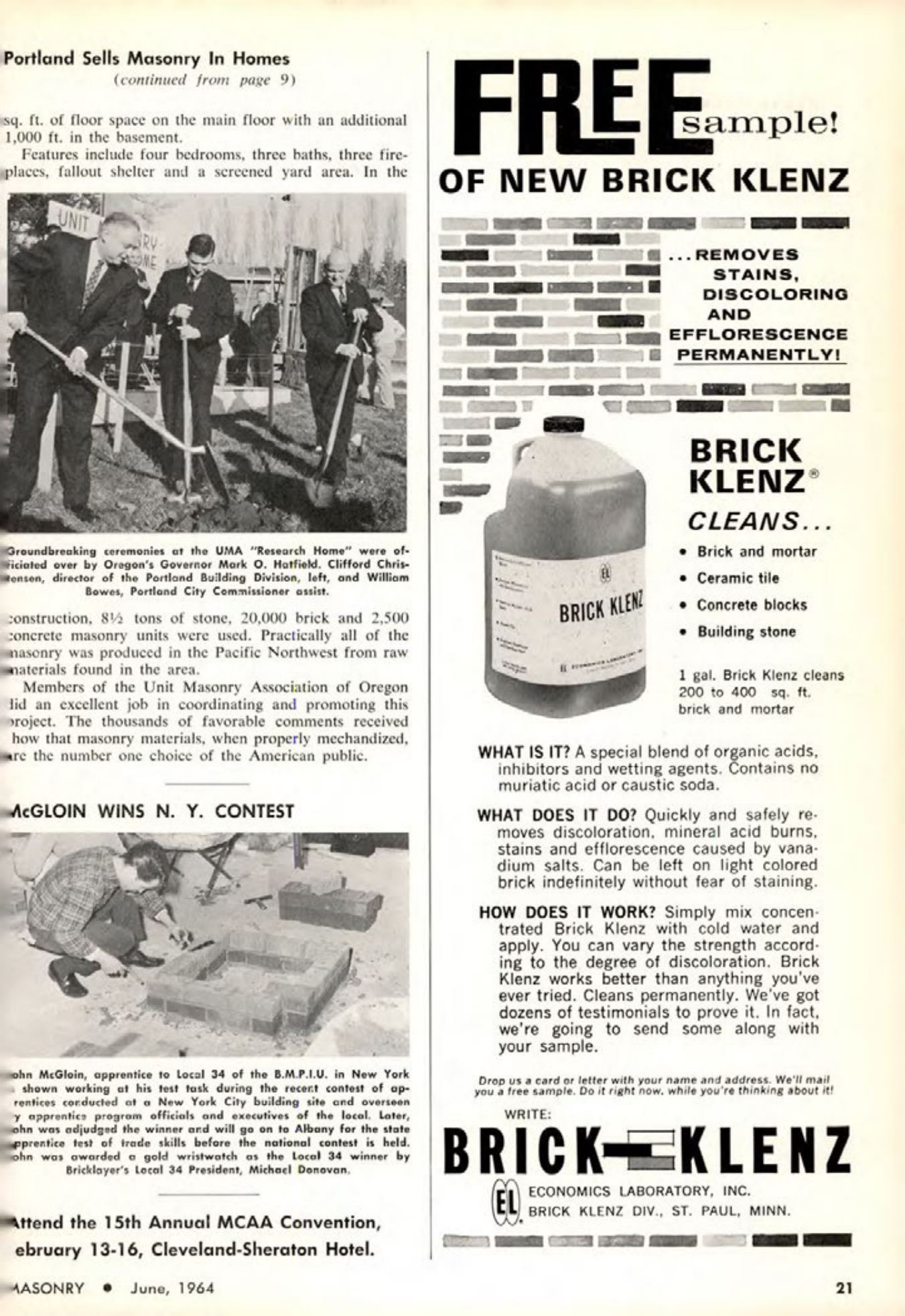 Masonry Magazine June 1964 Page. 21