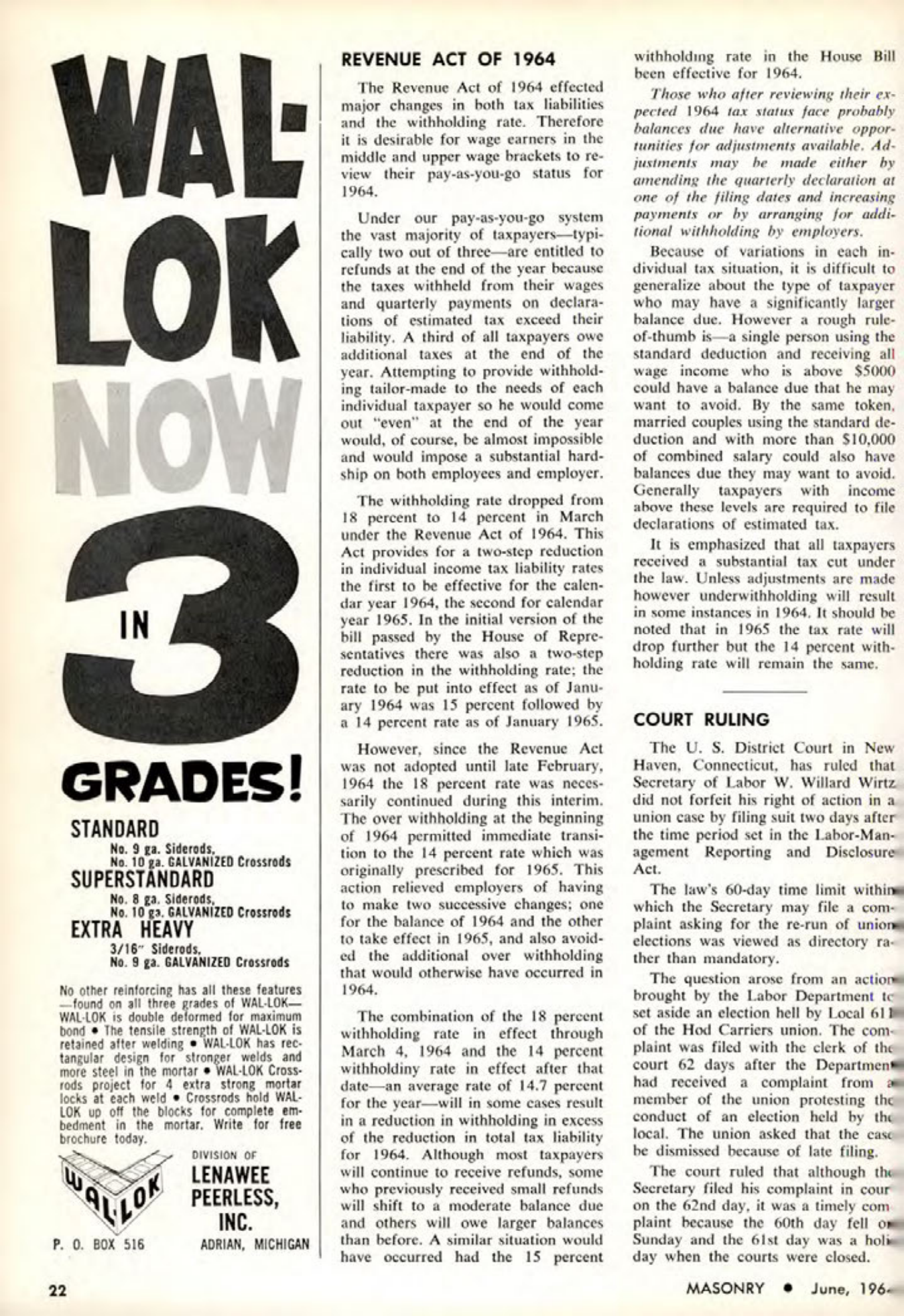 Masonry Magazine June 1964 Page. 22