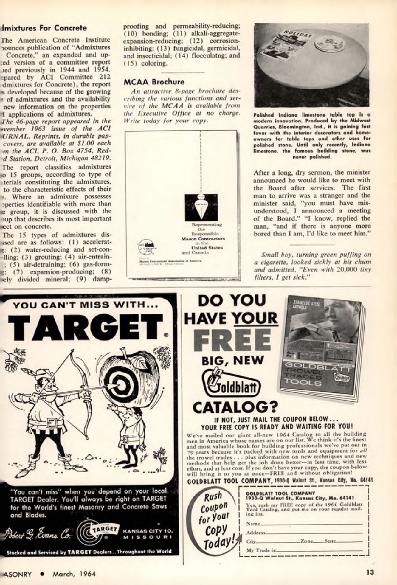 Masonry Magazine March 1964 Page. 13