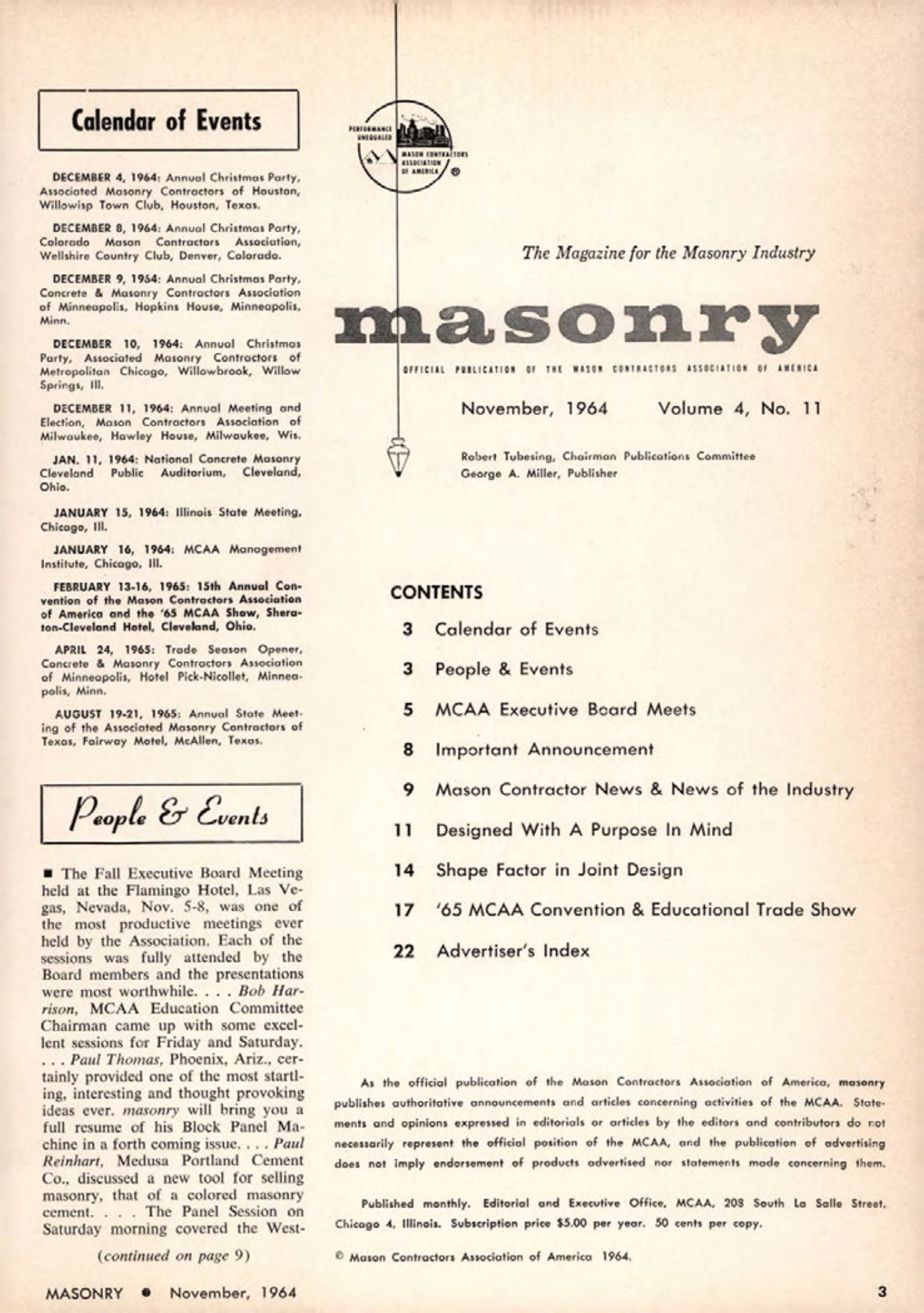 Masonry Magazine November 1964 Page. 3