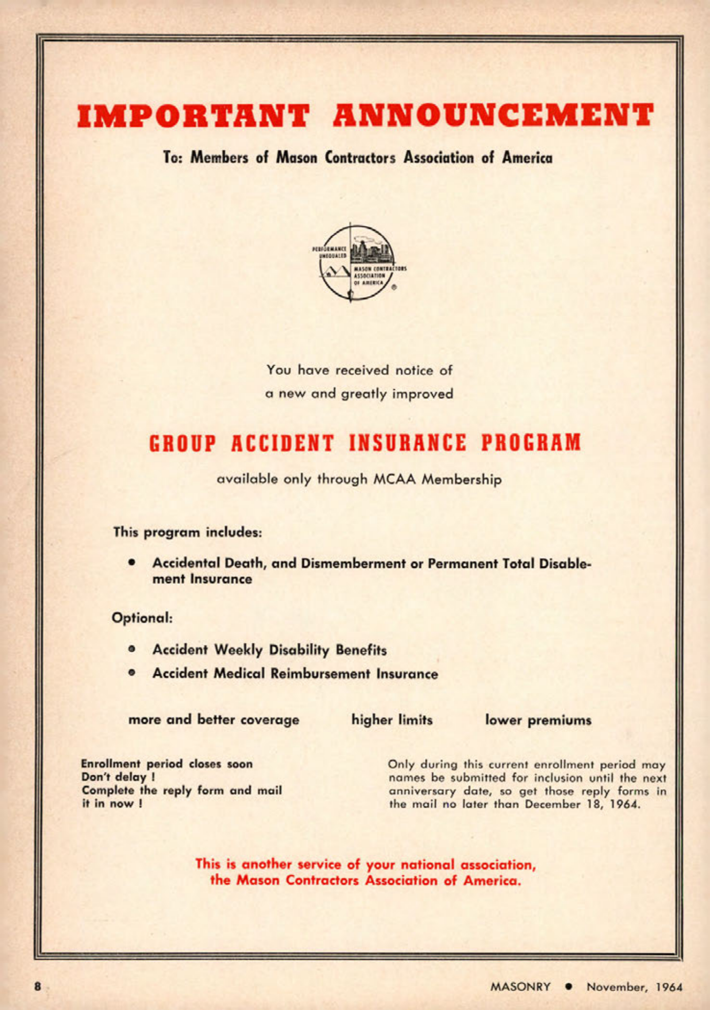 Masonry Magazine November 1964 Page. 8