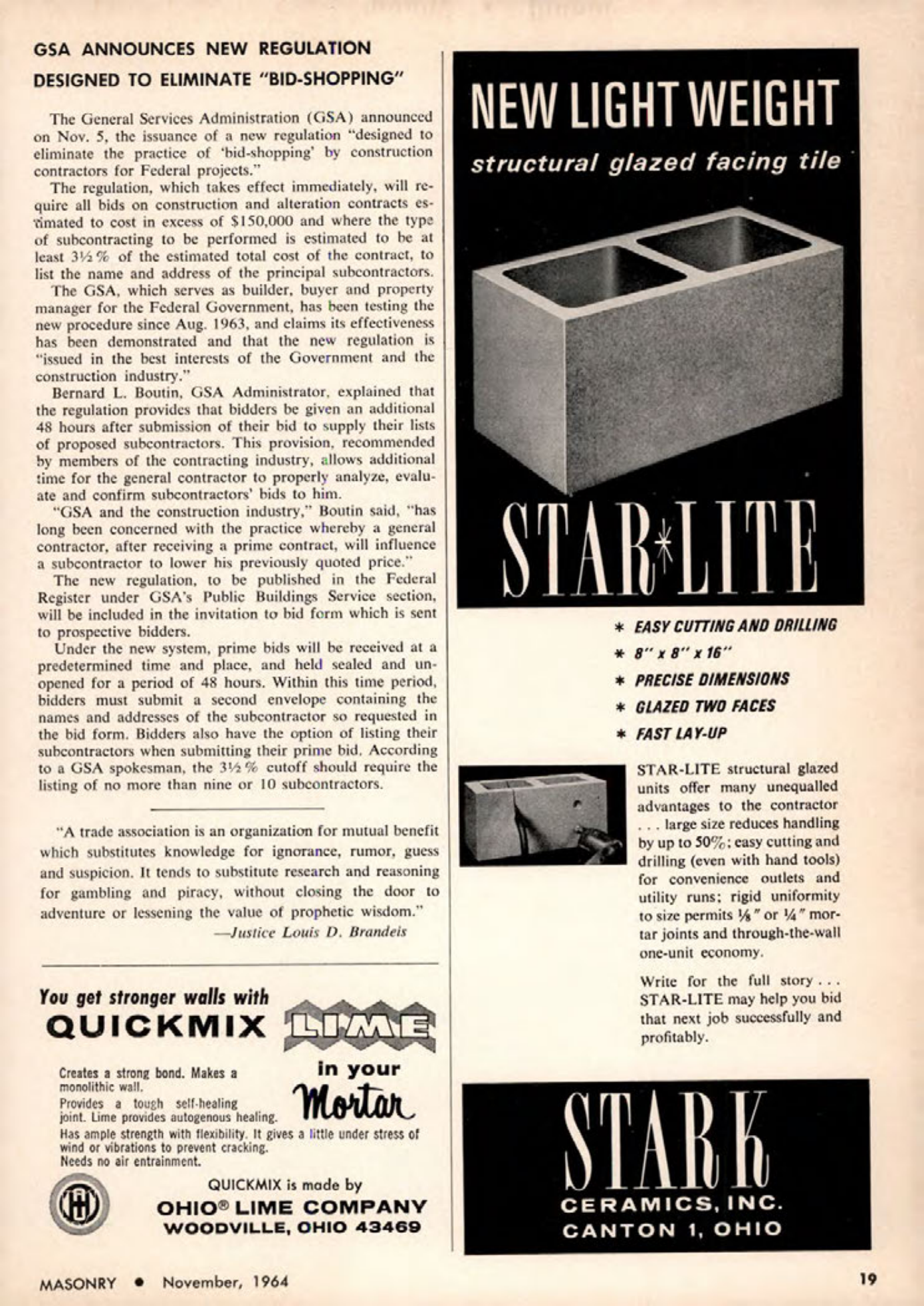 Masonry Magazine November 1964 Page. 19