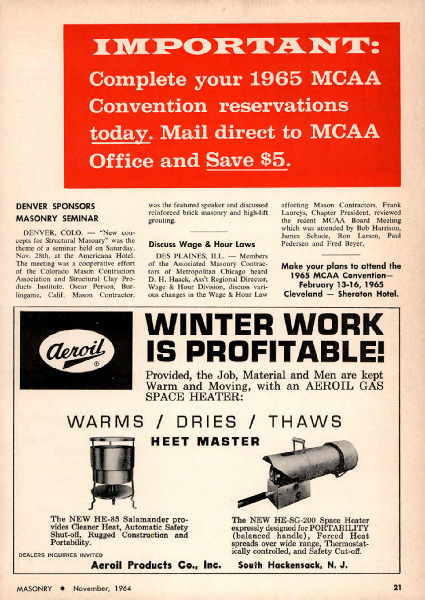 Masonry Magazine November 1964 Page. 21