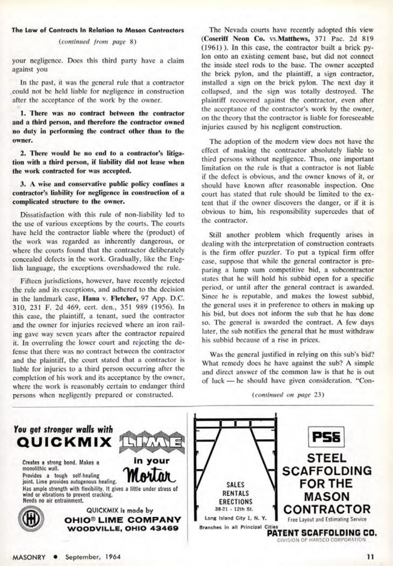 Masonry Magazine September 1964 Page. 11