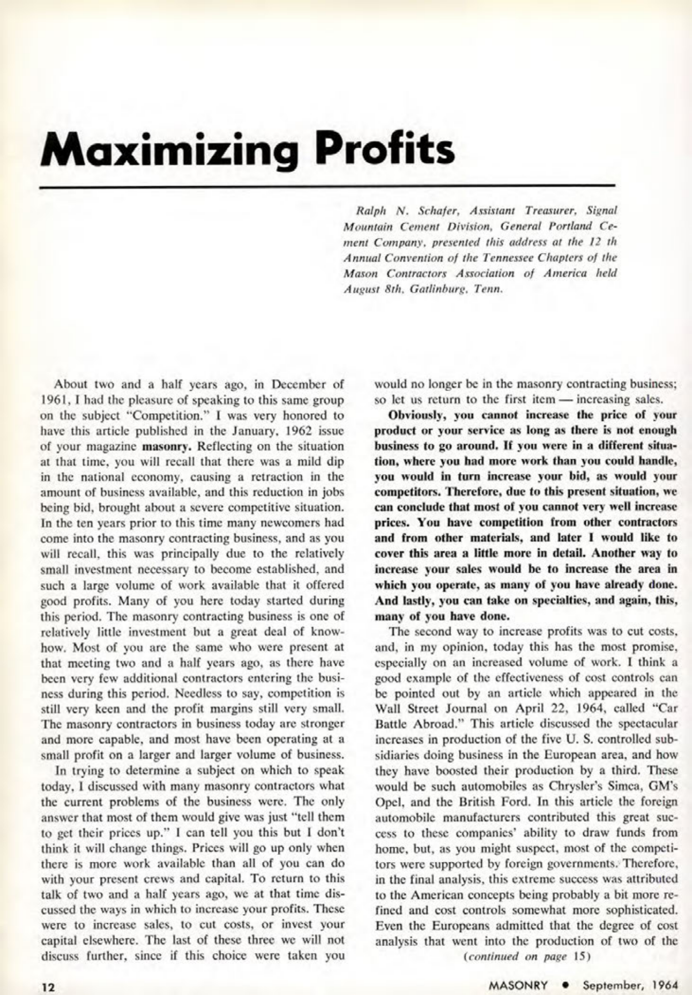 Masonry Magazine September 1964 Page. 12