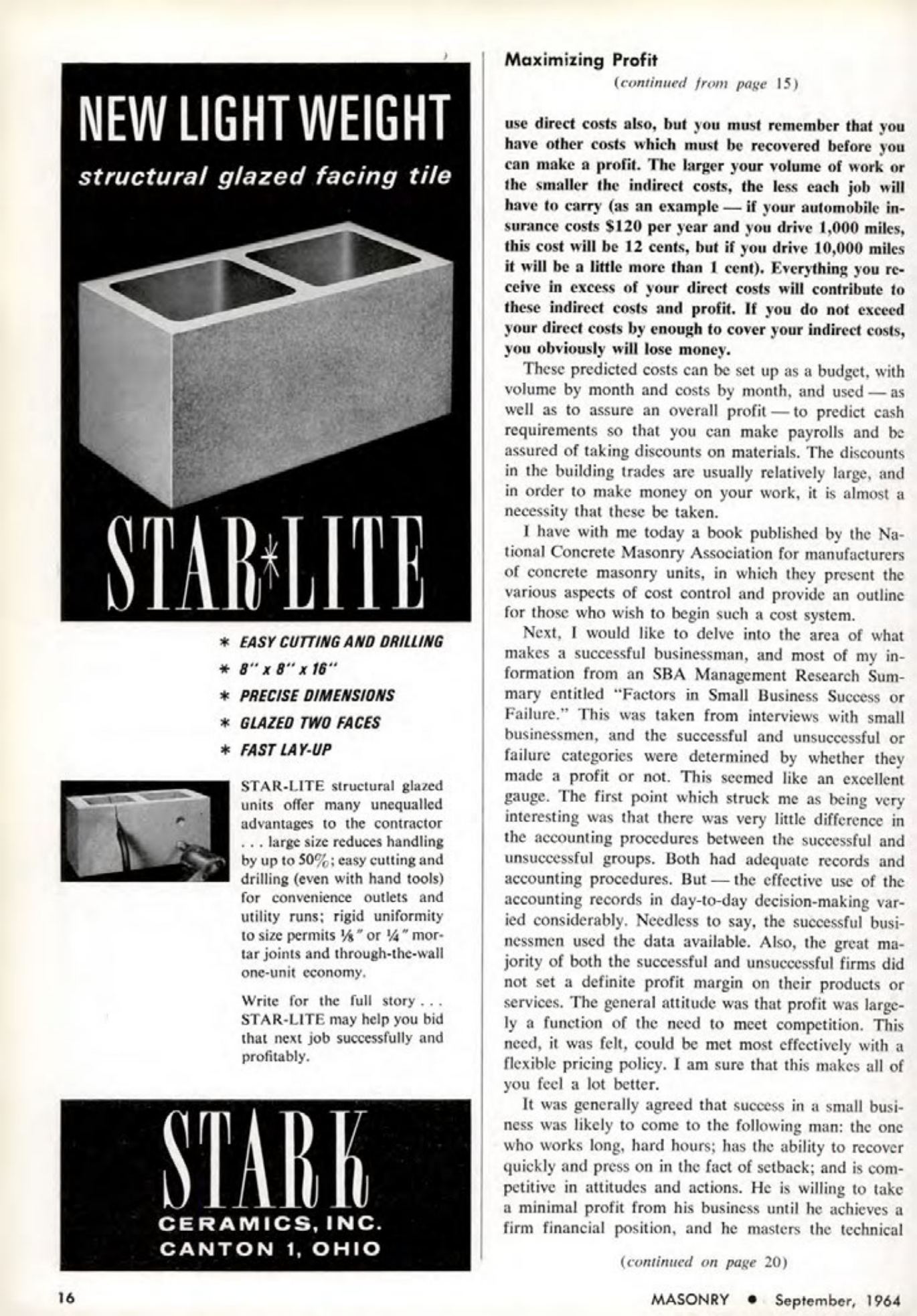 Masonry Magazine September 1964 Page. 16