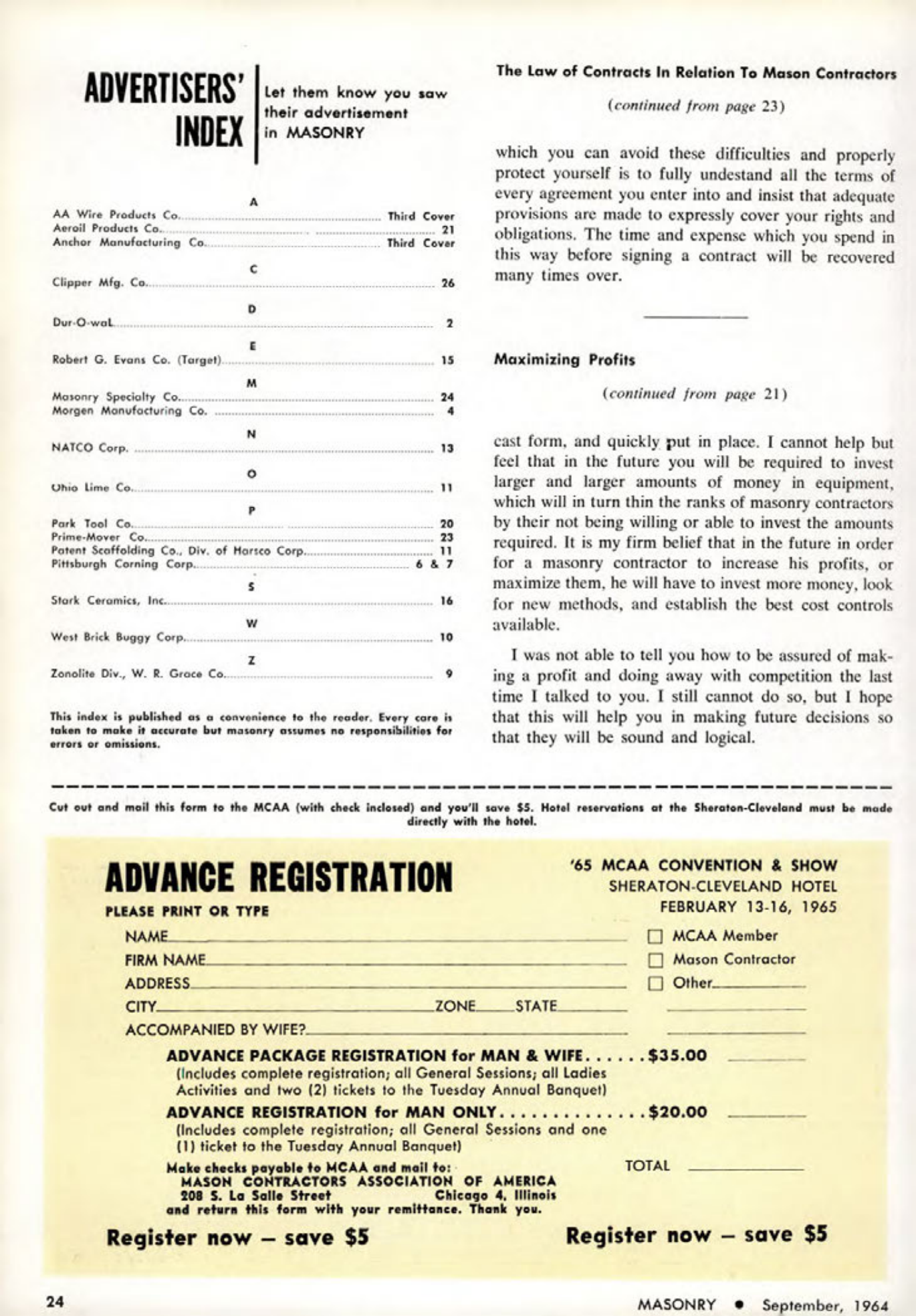 Masonry Magazine September 1964 Page. 24