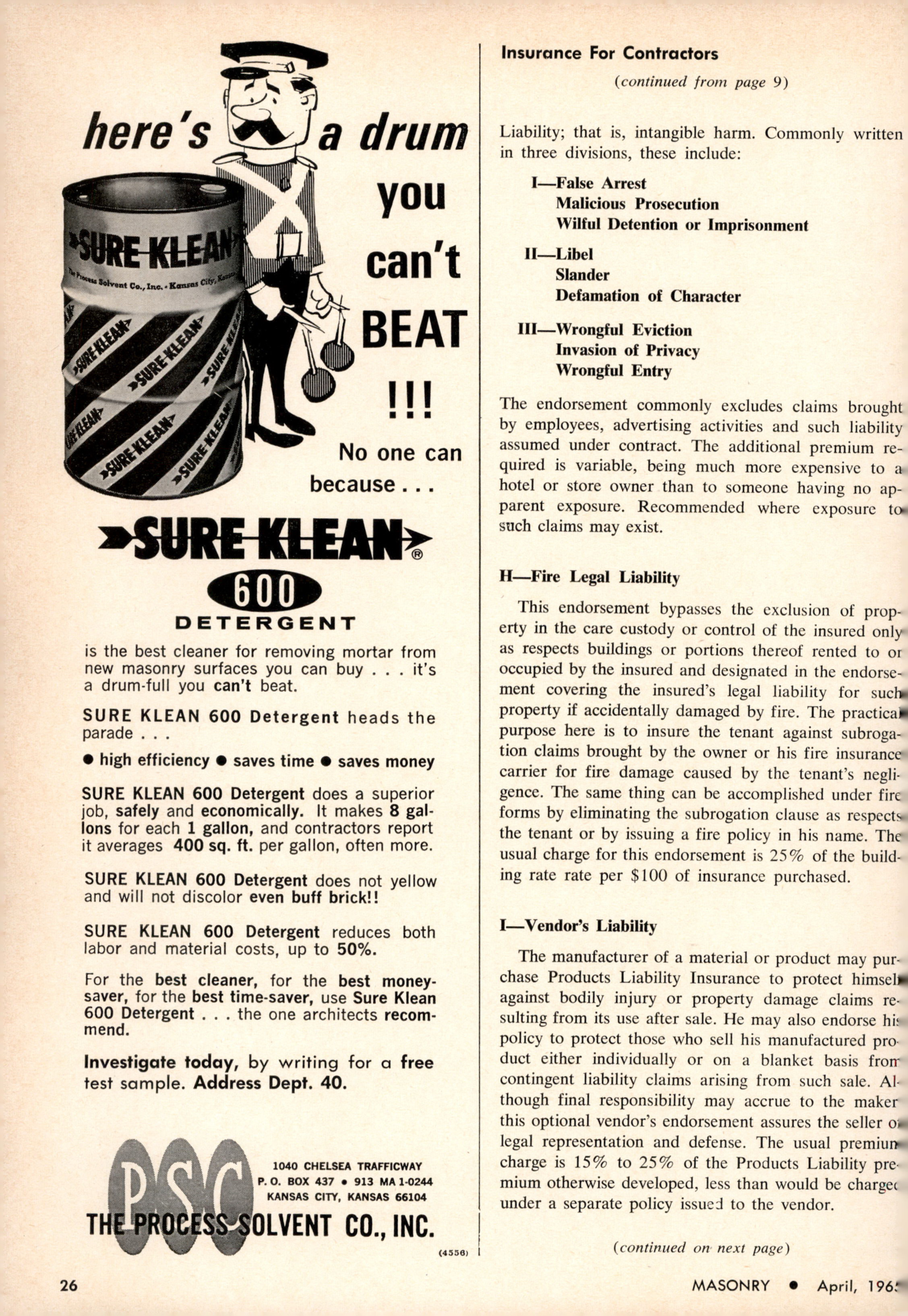 Masonry Magazine April 1965 Page. 26
