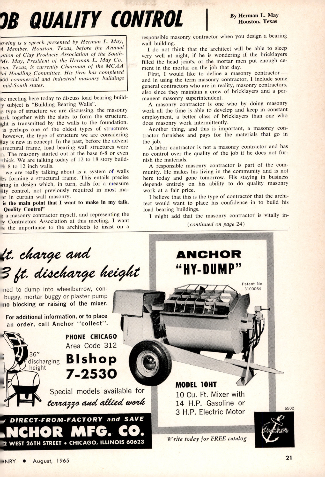 Masonry Magazine August 1965 Page. 21