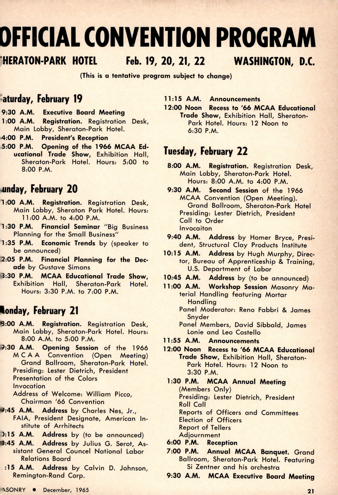 Masonry Magazine December 1965 Page. 21
