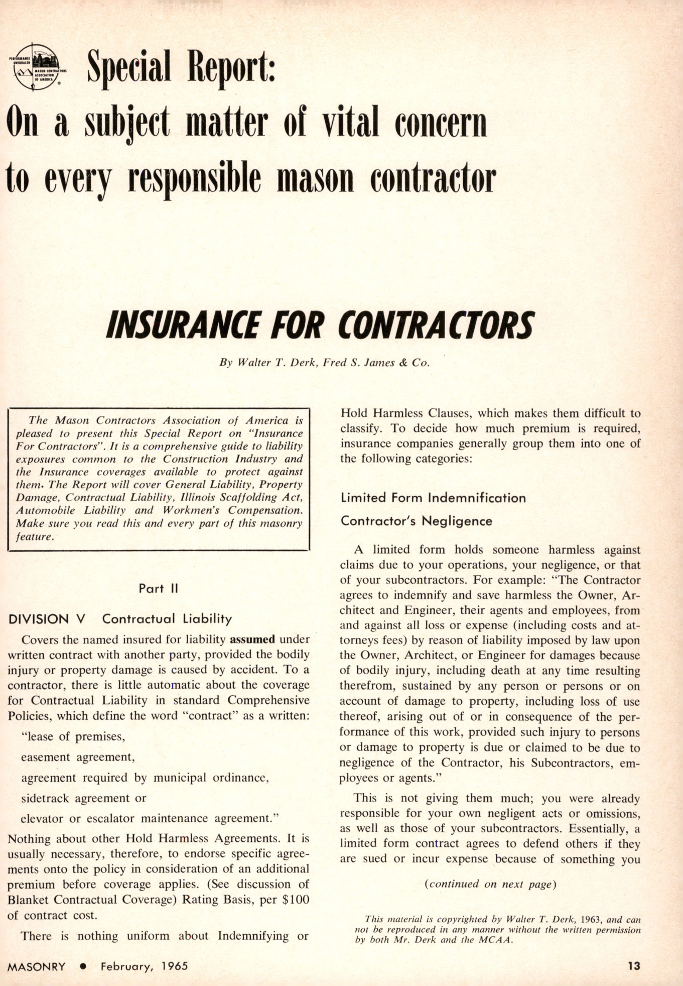 Masonry Magazine February 1965 Page. 13