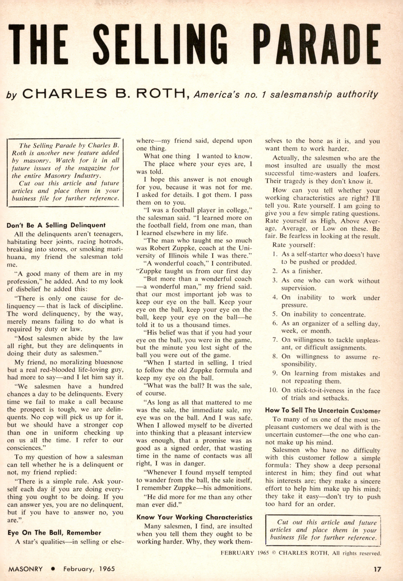Masonry Magazine February 1965 Page. 17