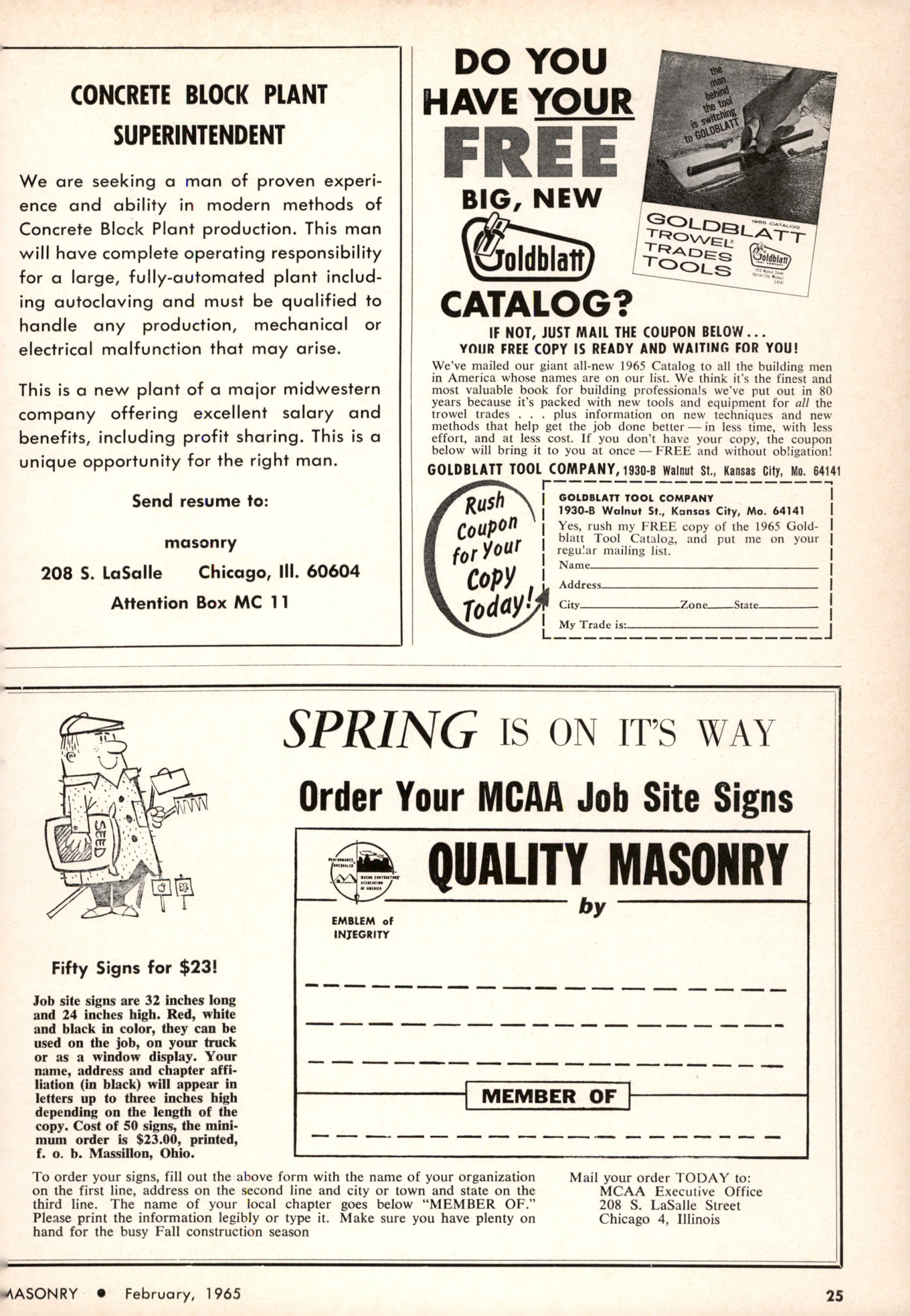 Masonry Magazine February 1965 Page. 25