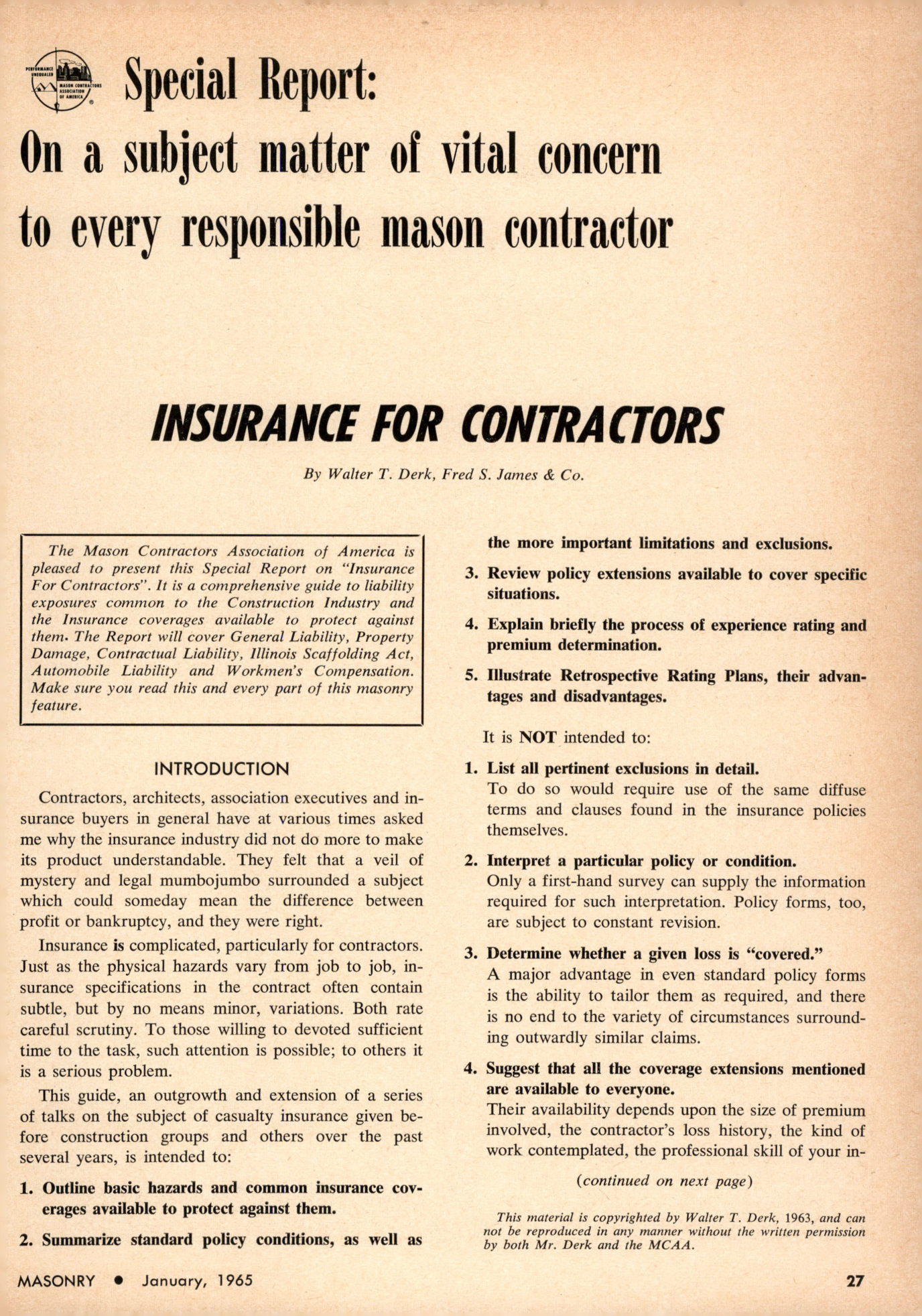 Masonry Magazine January 1965 Page. 27