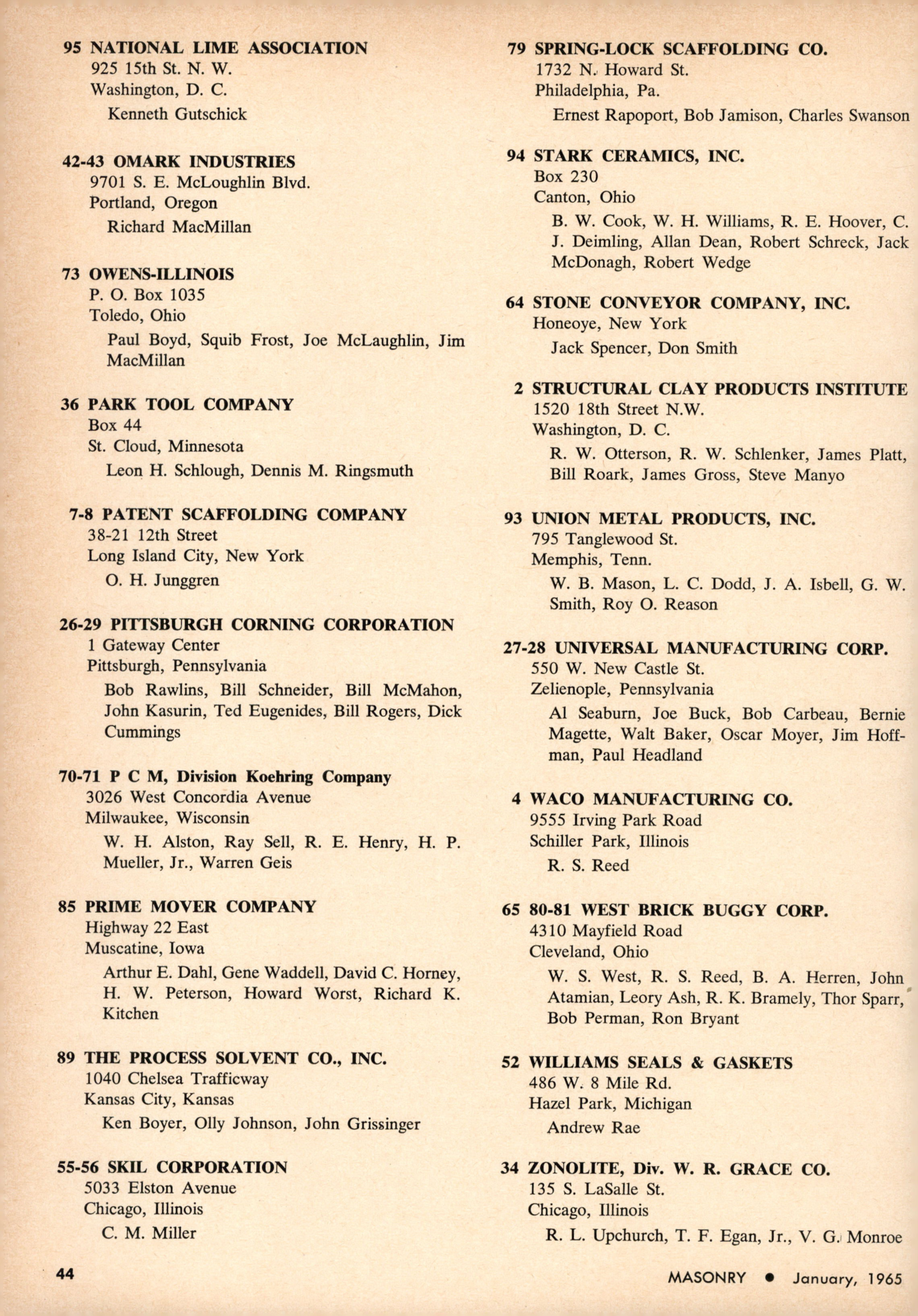 Masonry Magazine January 1965 Page. 44