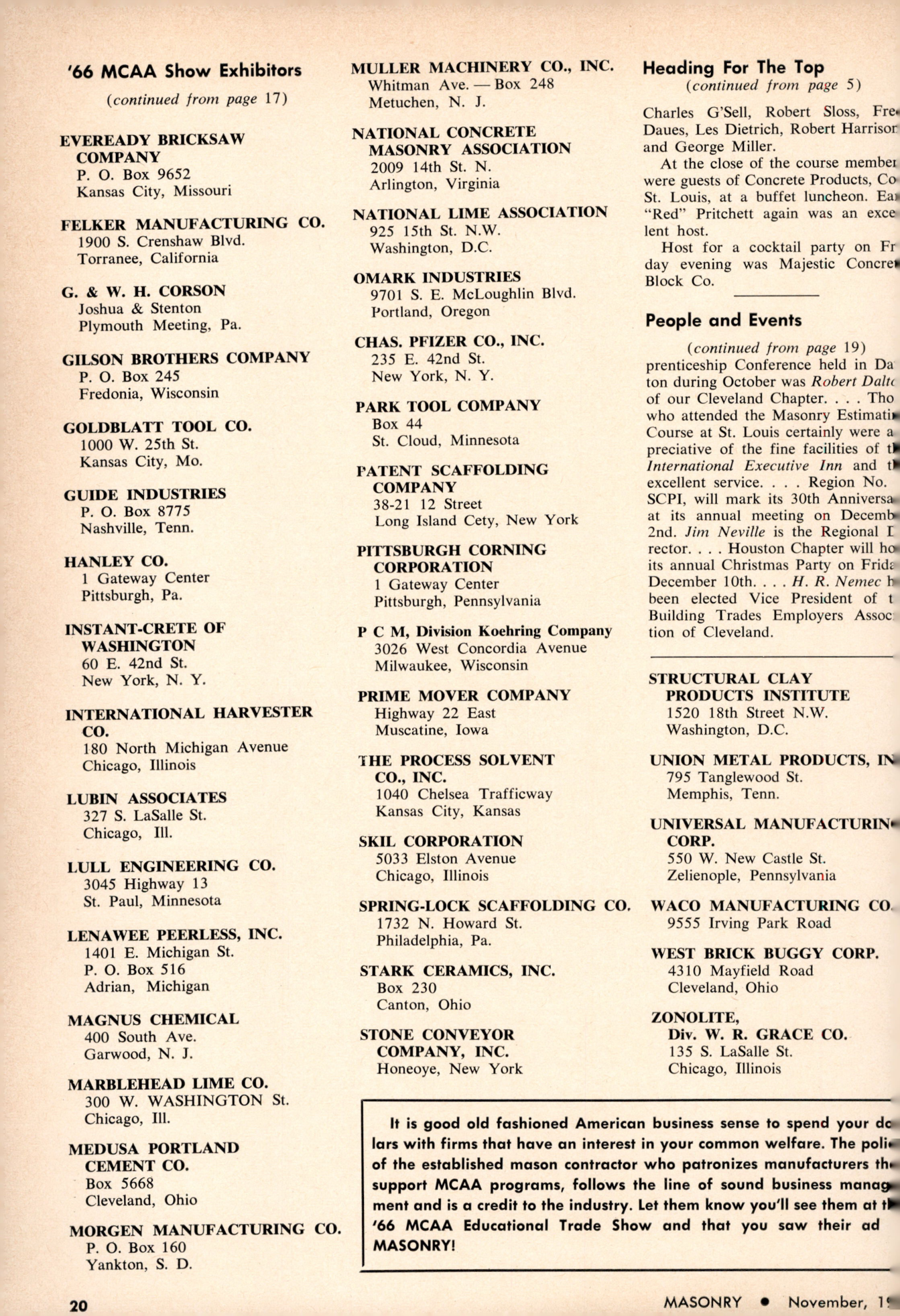 Masonry Magazine November 1965 Page. 20