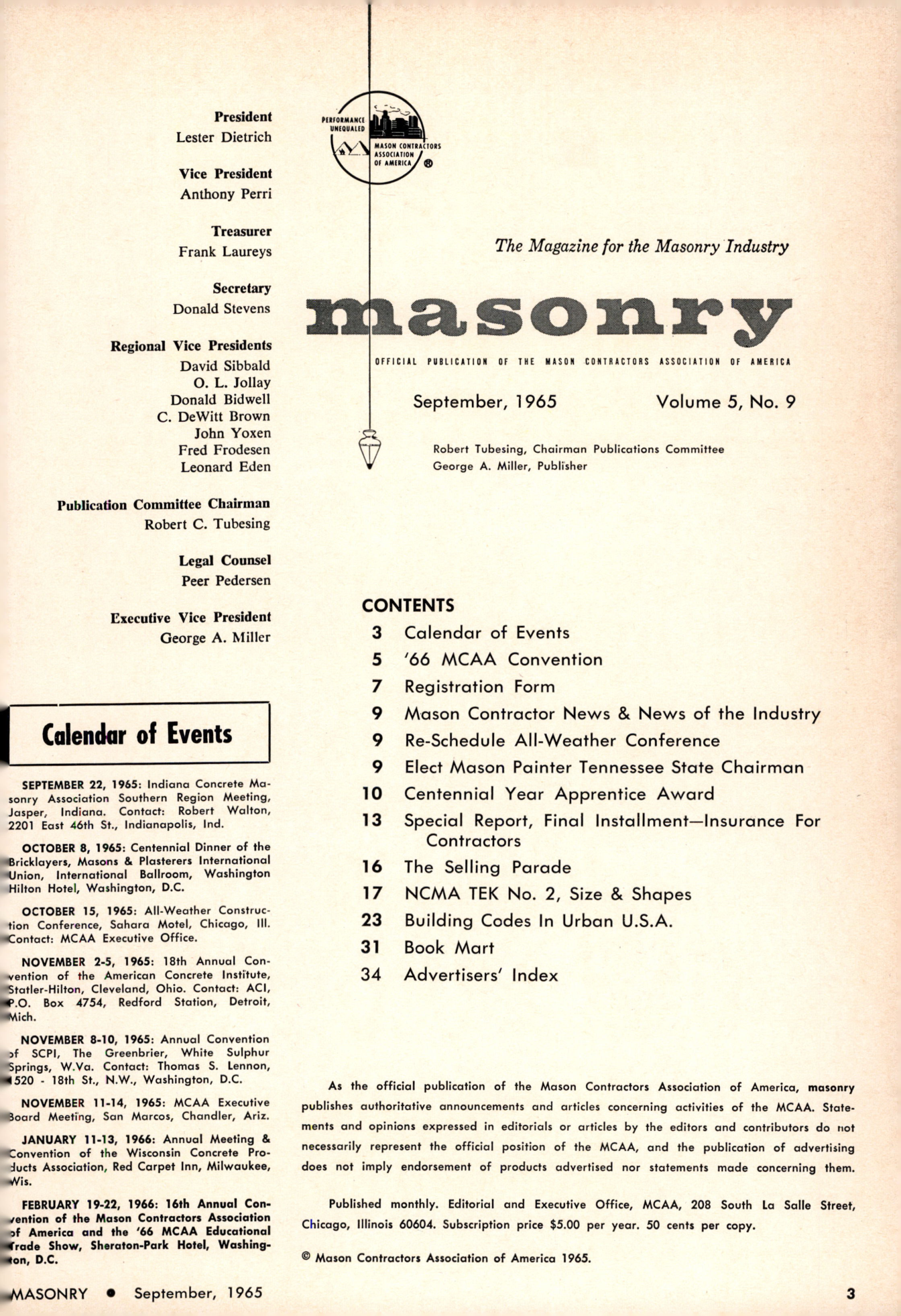 Masonry Magazine September 1965 Page. 3