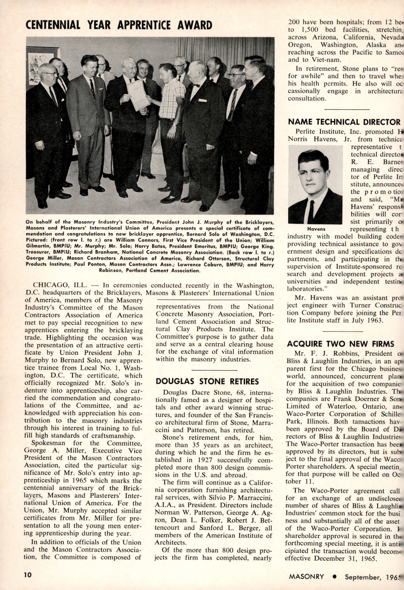 Masonry Magazine September 1965 Page. 10