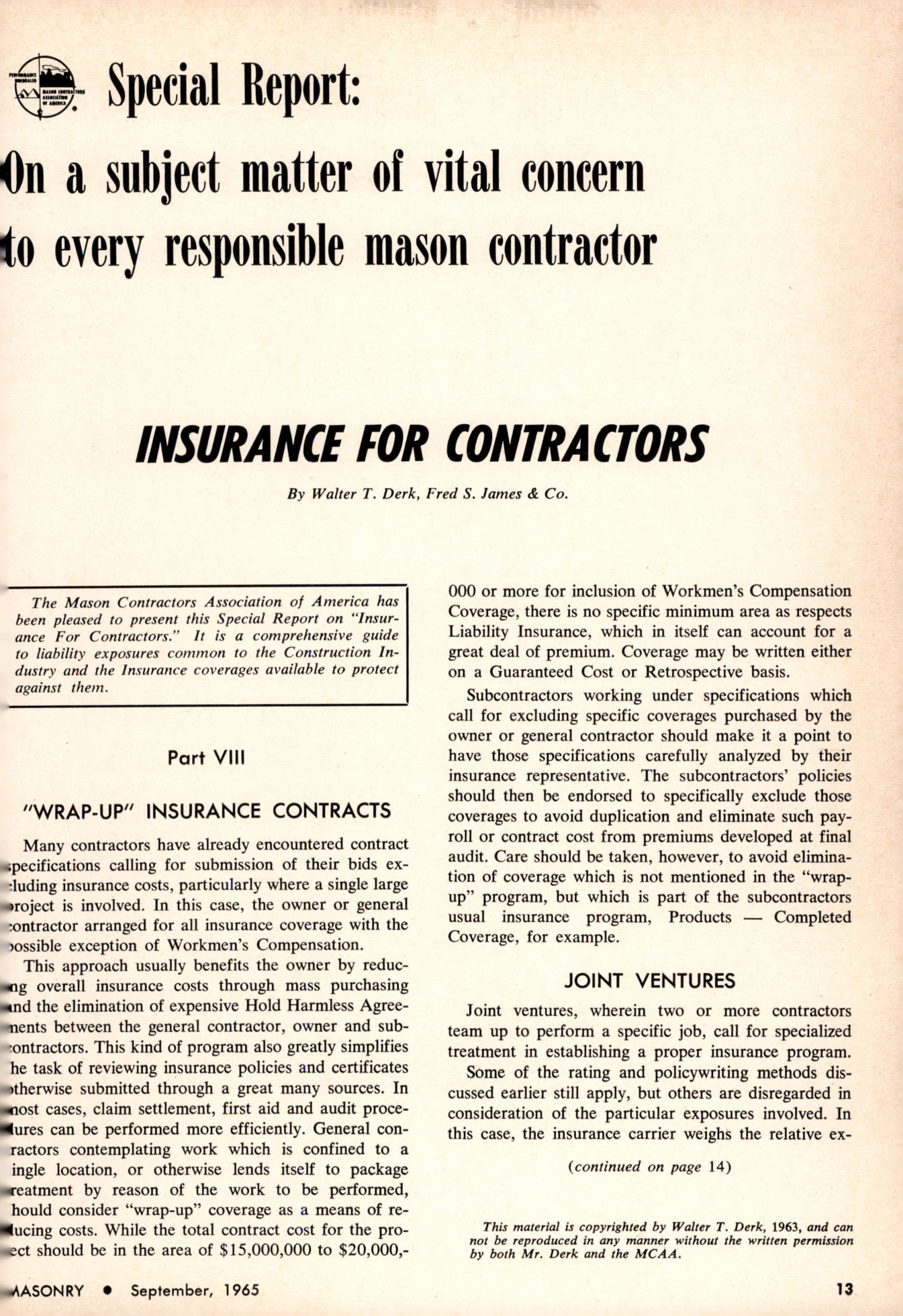 Masonry Magazine September 1965 Page. 13