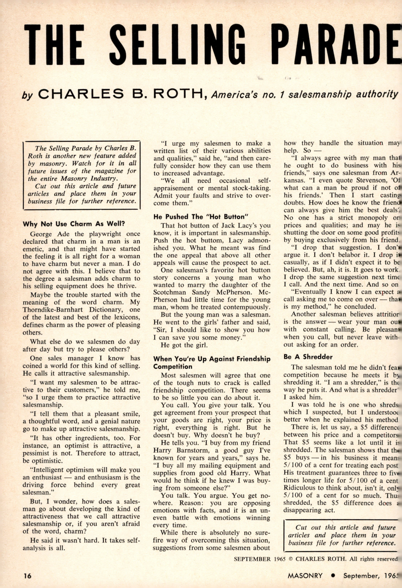 Masonry Magazine September 1965 Page. 16